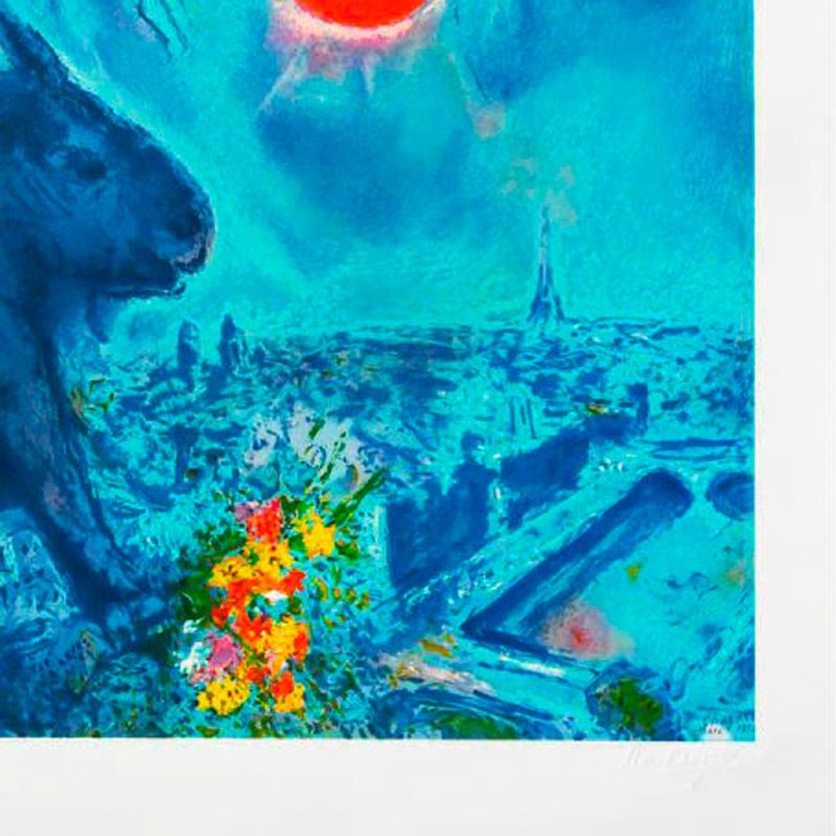Marc Chagall (1887-1985), "The Sun Over Paris" Framed Limited Edition Lithograph with Letter of Authenticity.