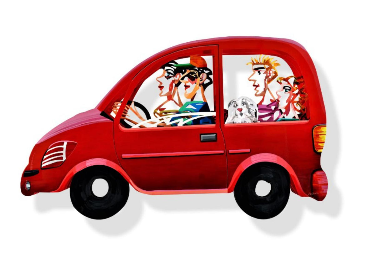 David Gerstein- Mixed Media Cutout Aluminum "Family Car"