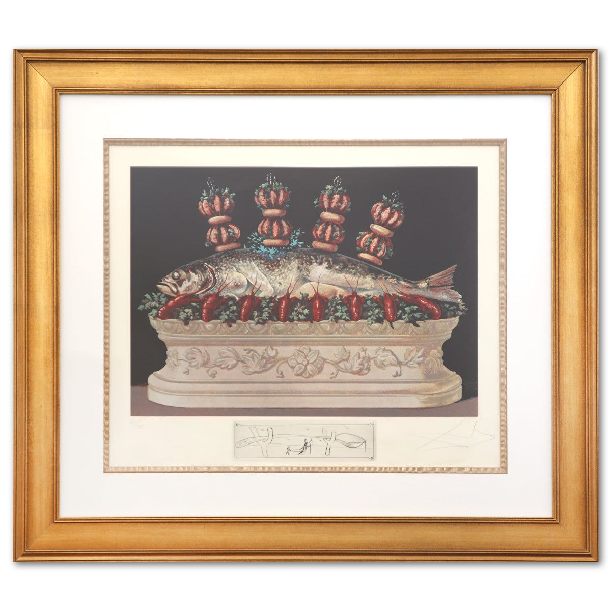 Salvador Dali- Photolithograph and engraving in colors on B.F.K. Rives paper "Les panaches panaches, from Les Diners de Gala, 1977"