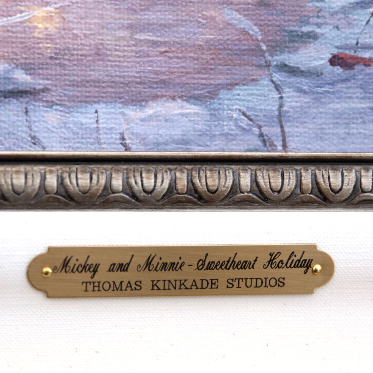 Thomas Kinkade- Hand Embellished Giclee on Canvas "Mickey and Minnie Sweetheart Holiday"