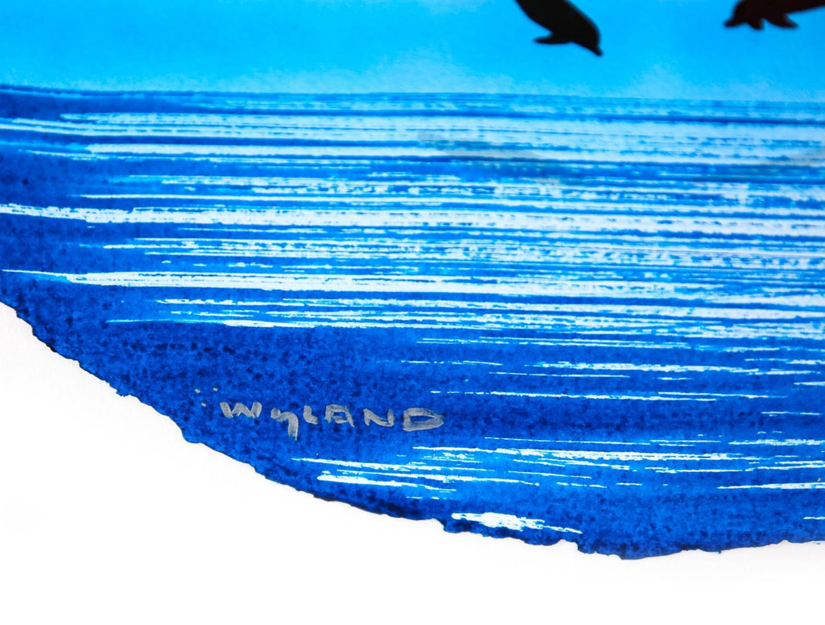 Wyland- Original Watercolor Painting on Deckle Edge Paper "Dolphins"