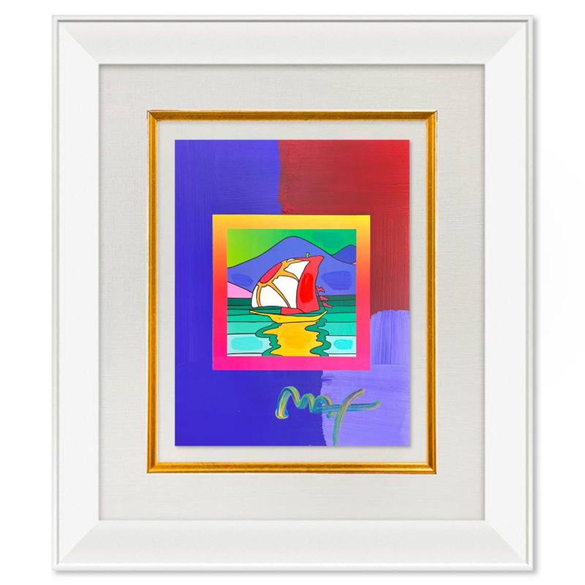 Peter Max (1937-2026), "Sailboat East" Framed One-of-a-Kind Acrylic Mixed Media, Hand Signed with Registration Number Certifying Authenticity