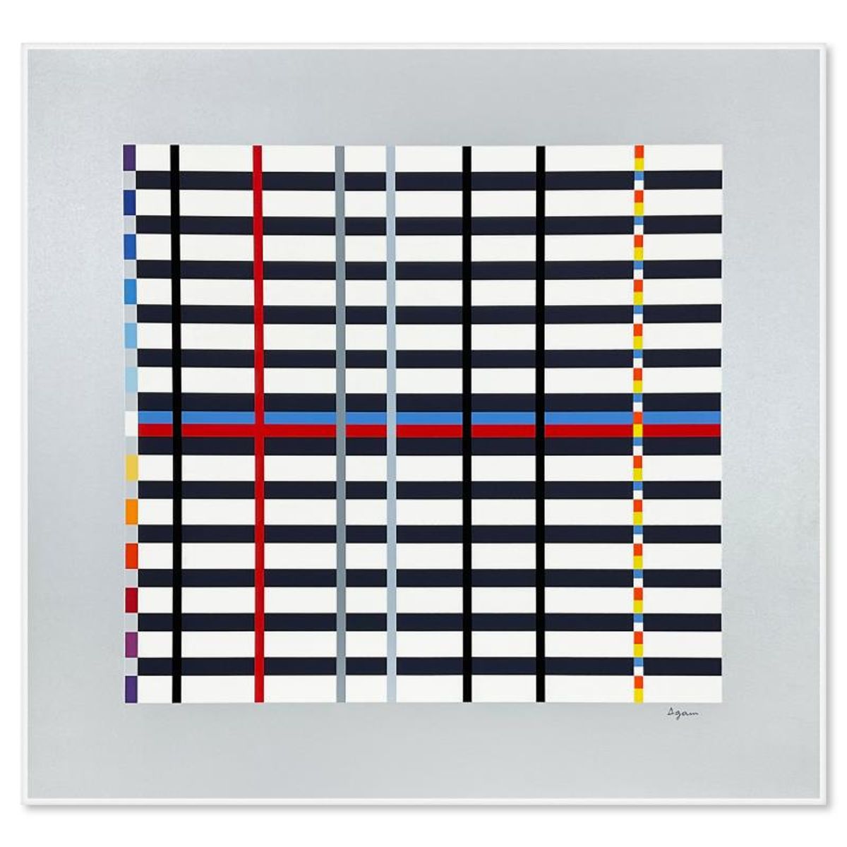 Yaacov Agam (1928-2026), "Hommage du Mondrian (Silver)" Limited Edition Serigraph, Numbered and Hand Signed with Letter of Authenticity.