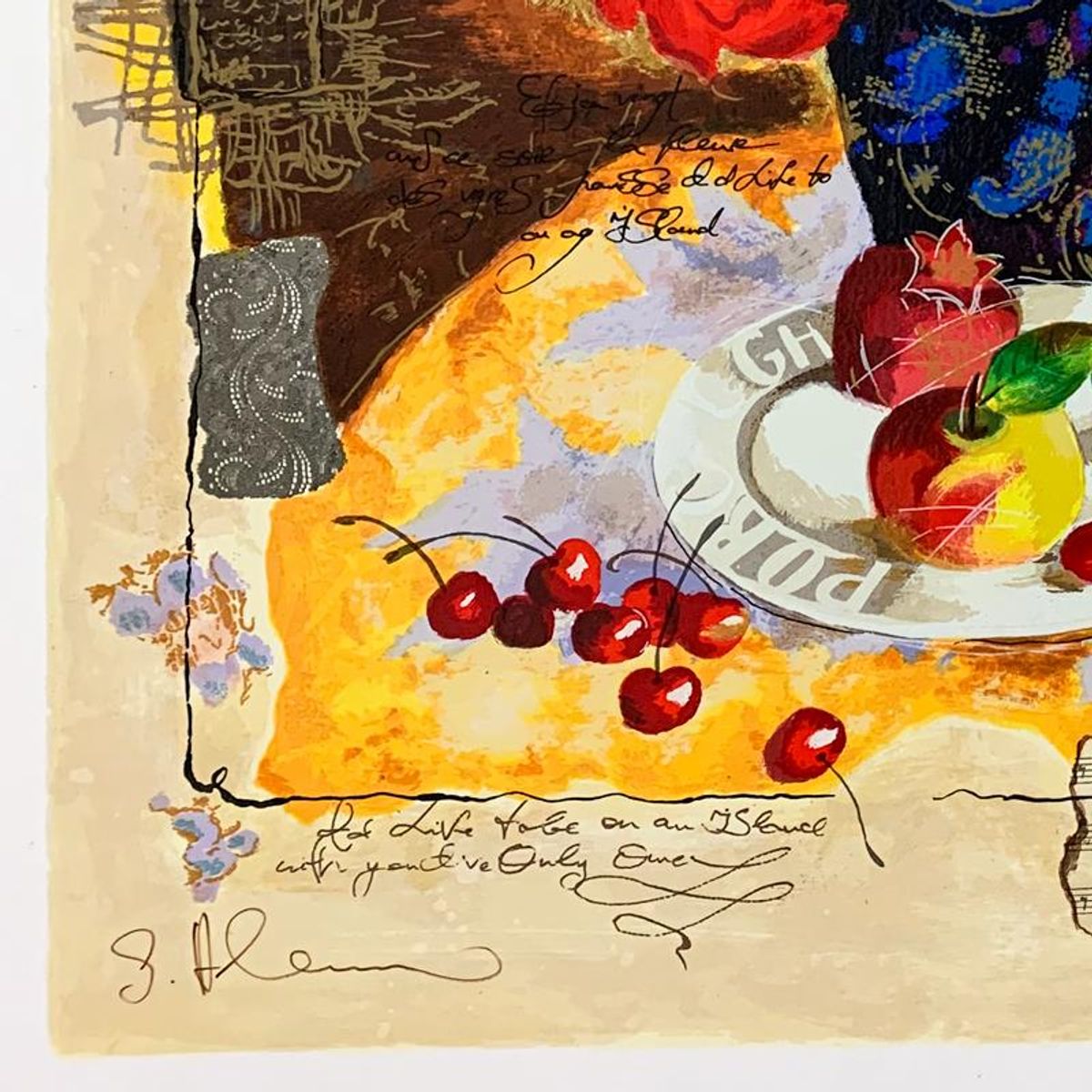 Alexander Galtchansky (1959-2008) and Tanya Wissotzky (1959-2006), "Red Flowers in a Vase" Hand Signed Limited Edition Serigraph on Paper with Letter of Authenticity.