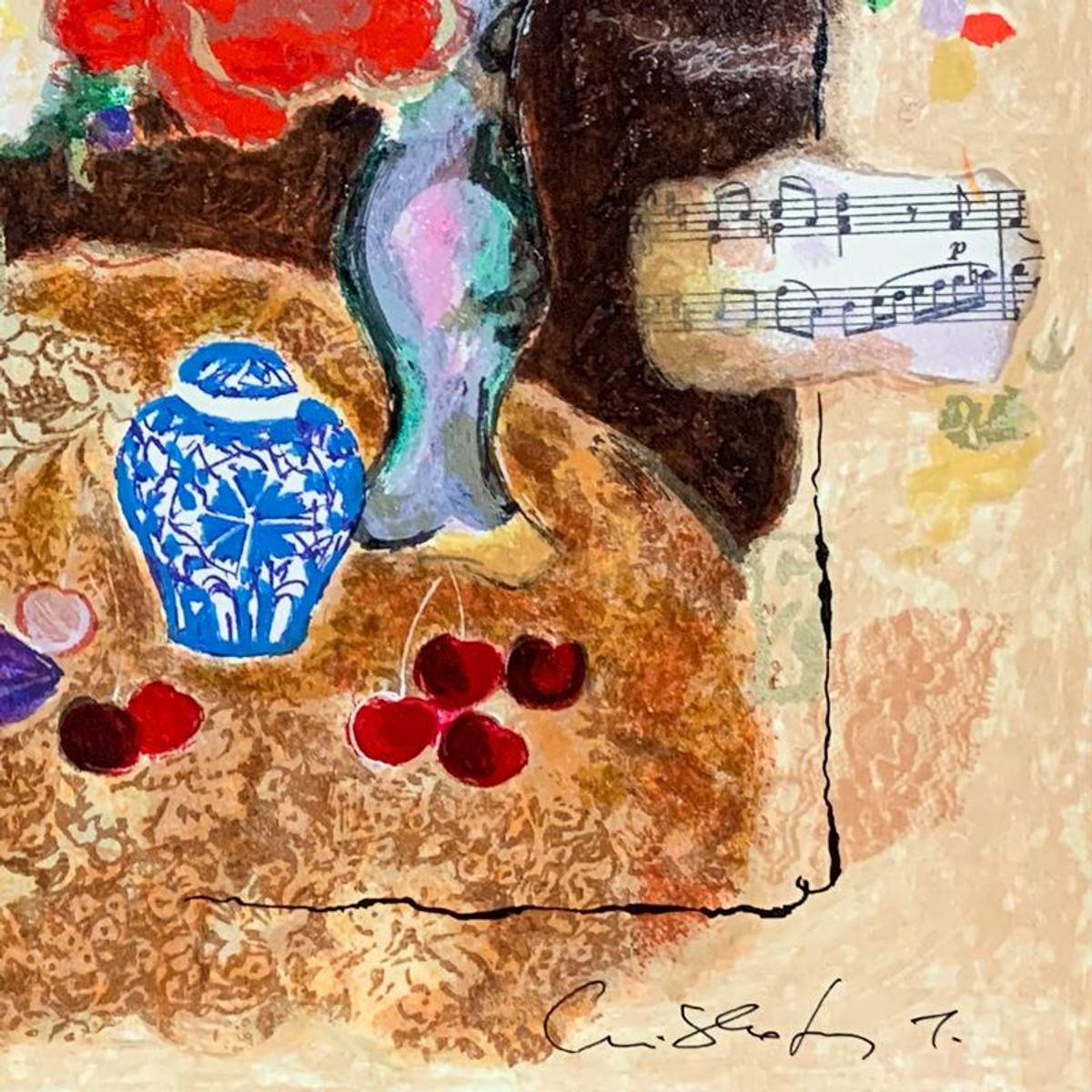 Alexander Galtchansky (1959-2008) and Tanya Wissotzky (1959-2006), "Chinese Vase" Hand Signed Limited Edition Serigraph on Paper with Letter of Authenticity.