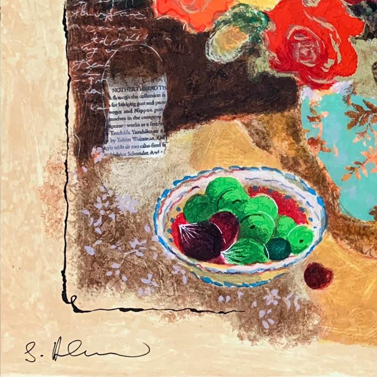 Alexander Galtchansky (1959-2008) and Tanya Wissotzky (1959-2006), "Chinese Vase" Hand Signed Limited Edition Serigraph on Paper with Letter of Authenticity.