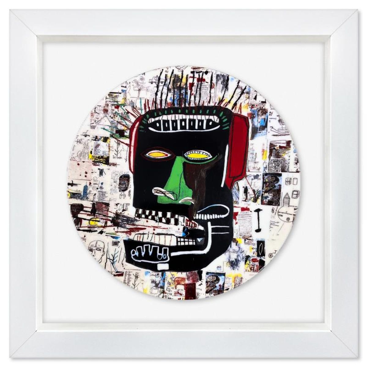 Jean-Michel Basquiat (1960-1988), "Glenn 1984" Framed Limoges Porcelain Plate.