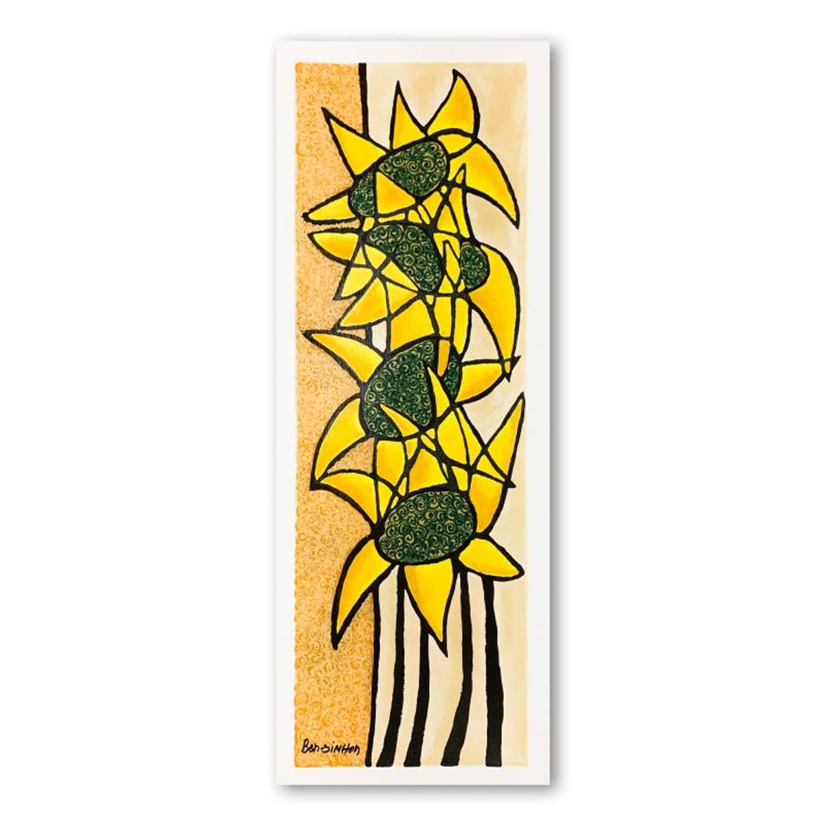 Avi Ben Simhon, "Sunflower Trio" Hand Signed Limited Edition Serigraph on Paper with Letter of Authenticity.