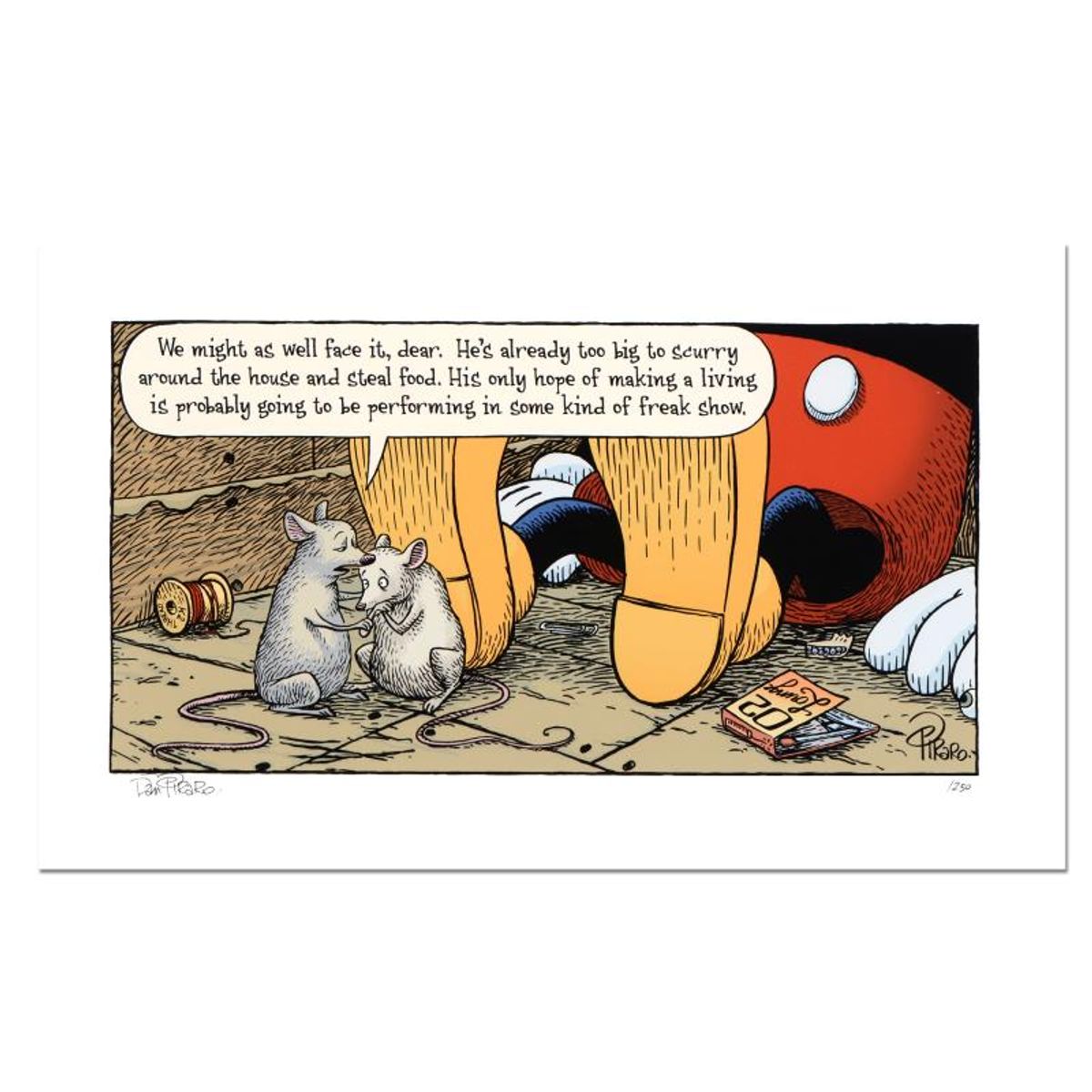 Bizarro, "Mickey's Parents" Numbered Limited Edition Hand Signed by creator Dan Piraro; Letter of Authenticity.