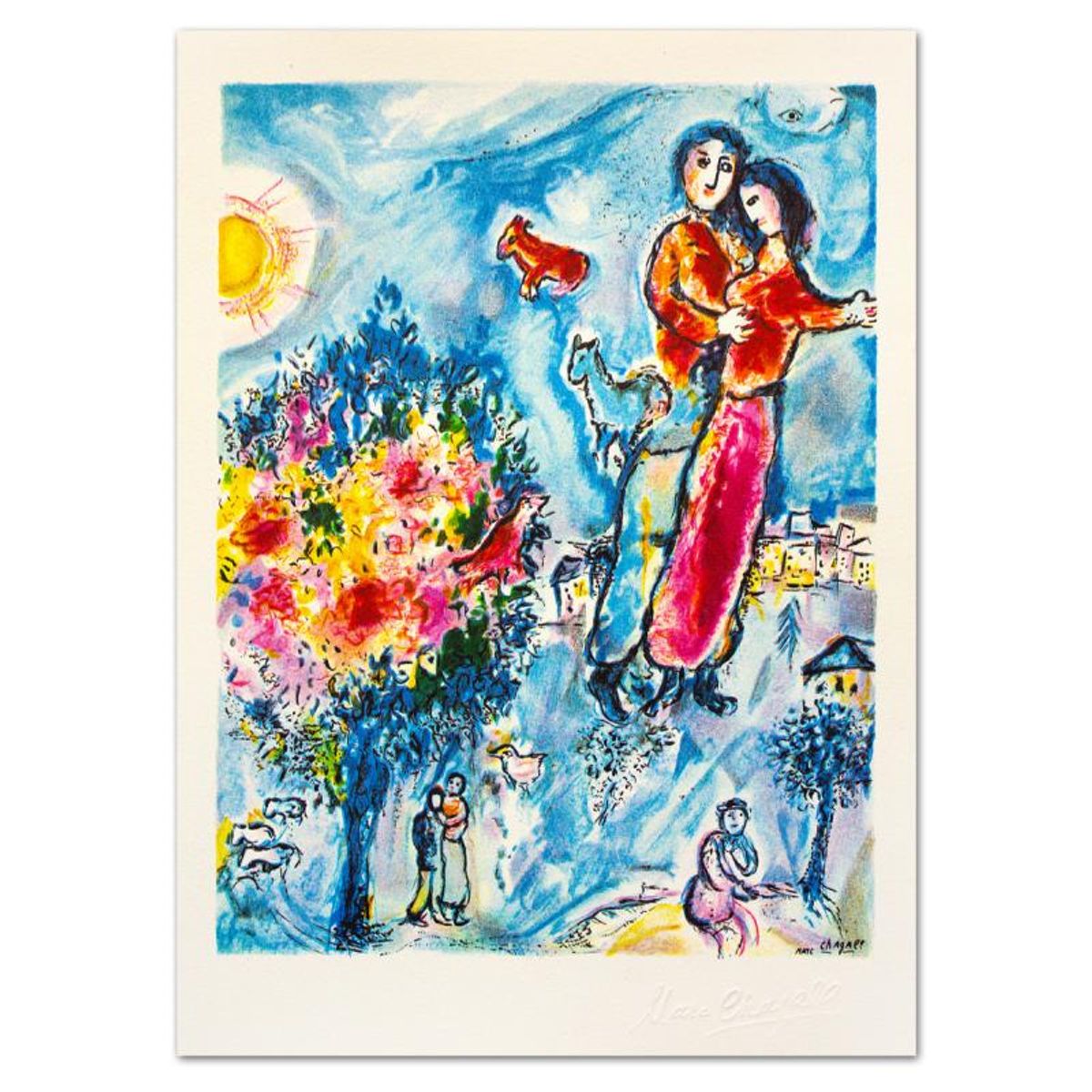 Marc Chagall (1887-1985), "Entre L'hiver Et Le Printemps" Limited Edition Lithograph with Letter of Authenticity.