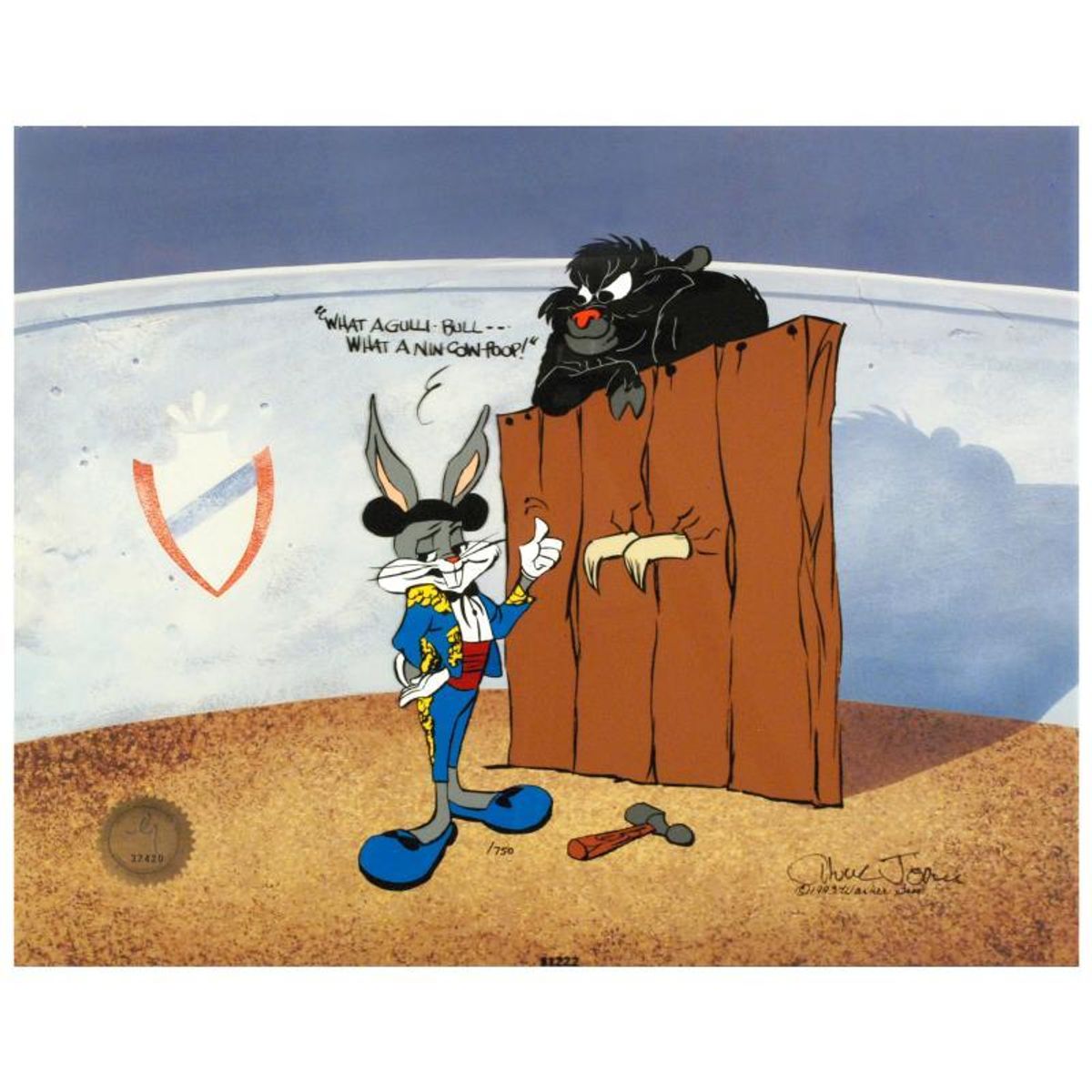 Chuck Jones (1912-2002), "Bugs and Gulli-bull" Hand Signed Limited Edition Animation Cel with Hand Painted Color; Certificate of Authenticity.