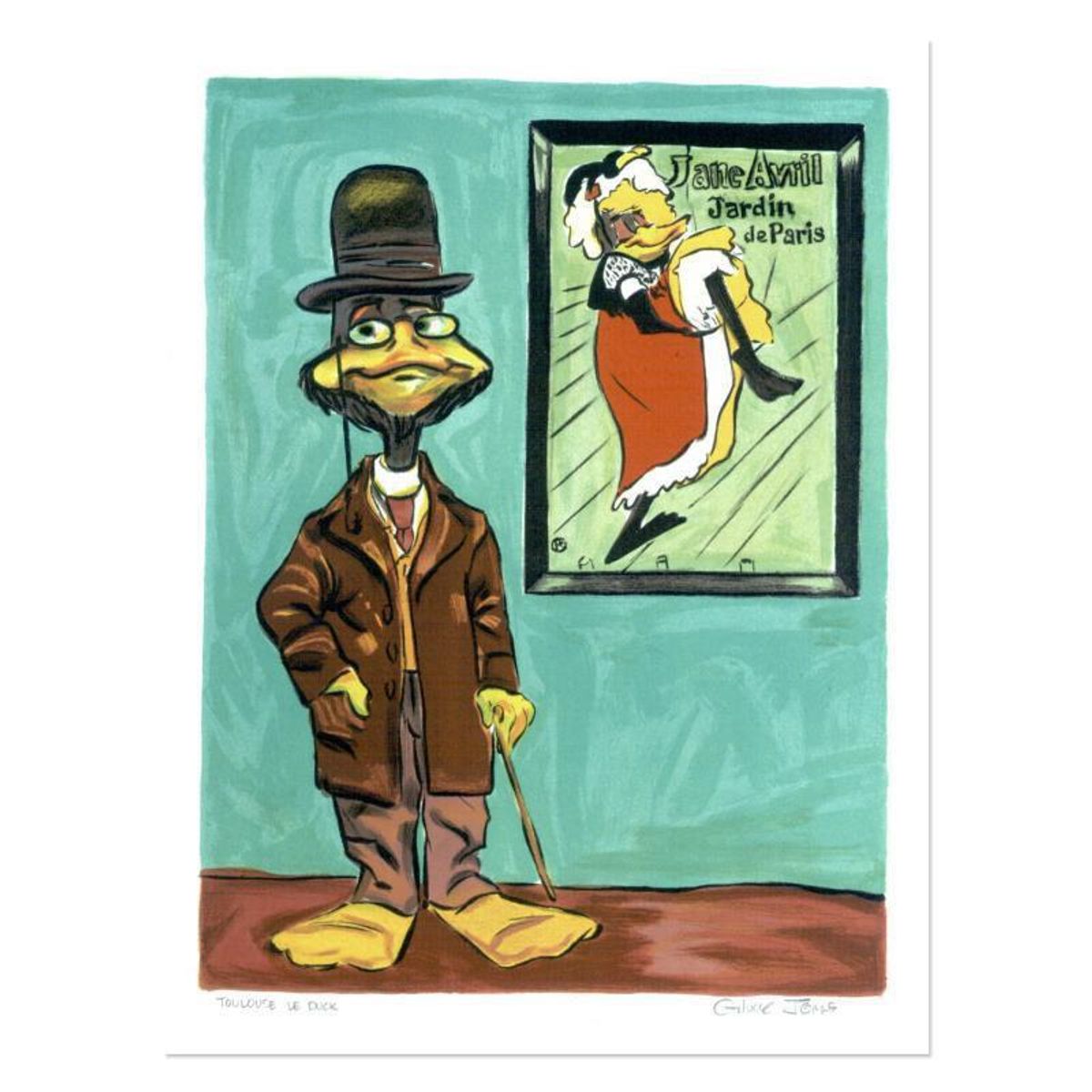 Chuck Jones (1912-2002), "Toulouse Le Duck" Hand Signed Limited Edition Fine Art Stone Lithograph with COA.