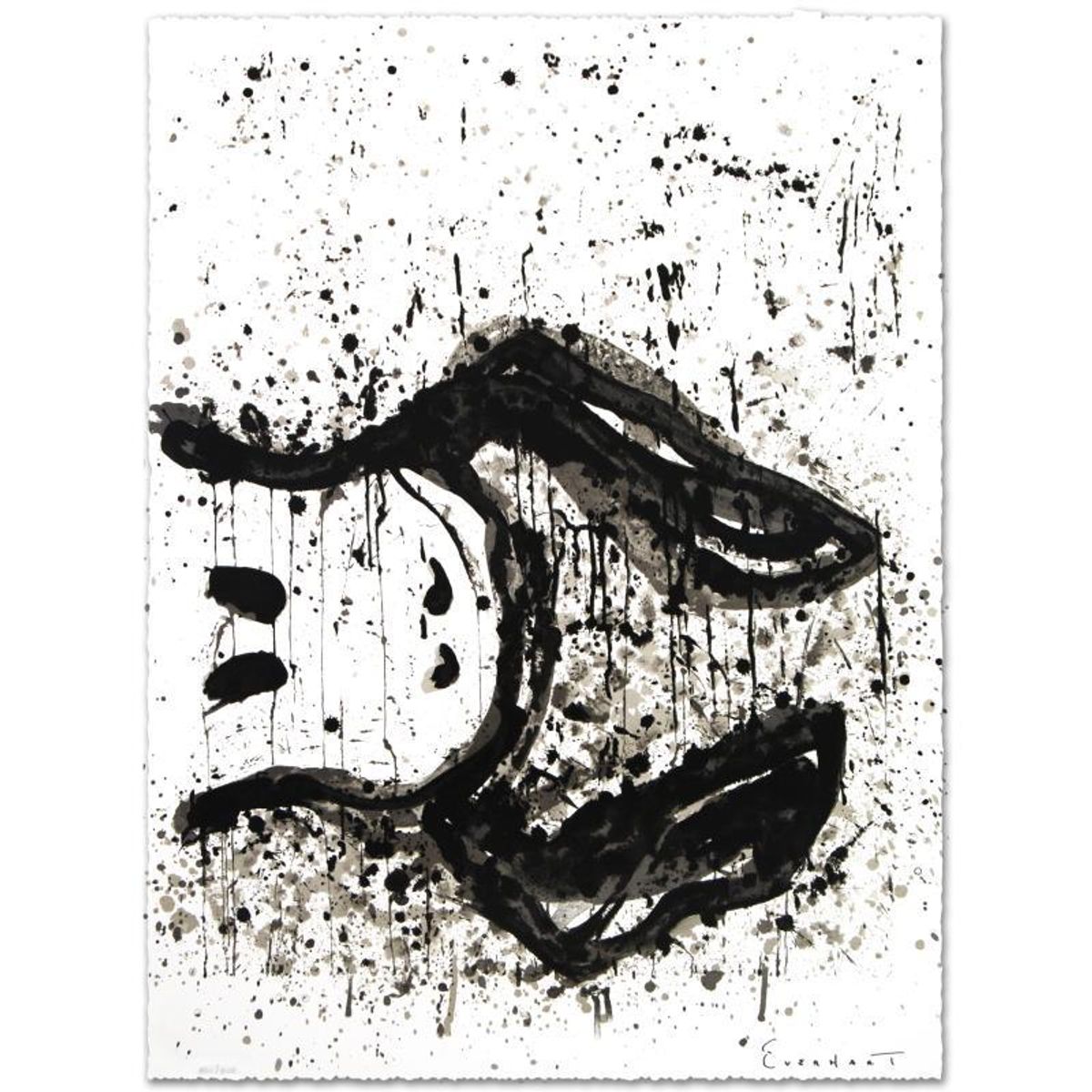 Tom Everhart, "Watchdog 3 O'Clock" Hand Signed Limited Edition Hand Pulled Original Lithograph with Certificate of Authenticity.