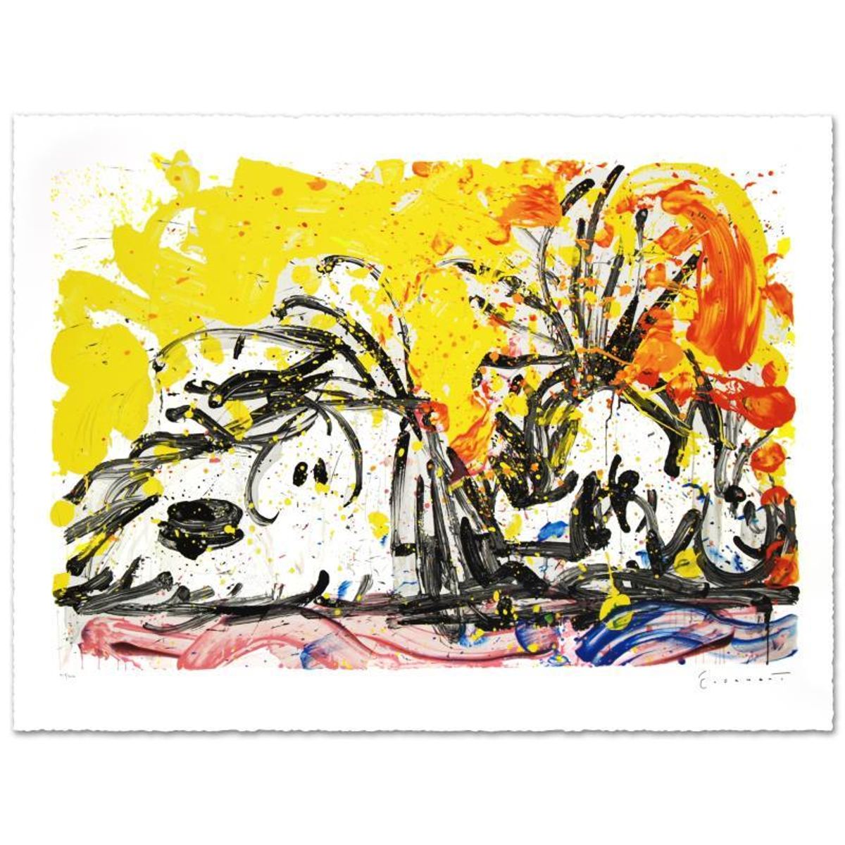 Tom Everhart, "Blow Dry" Hand Signed Limited Edition Hand Pulled Original Lithograph with Certificate of Authenticity.