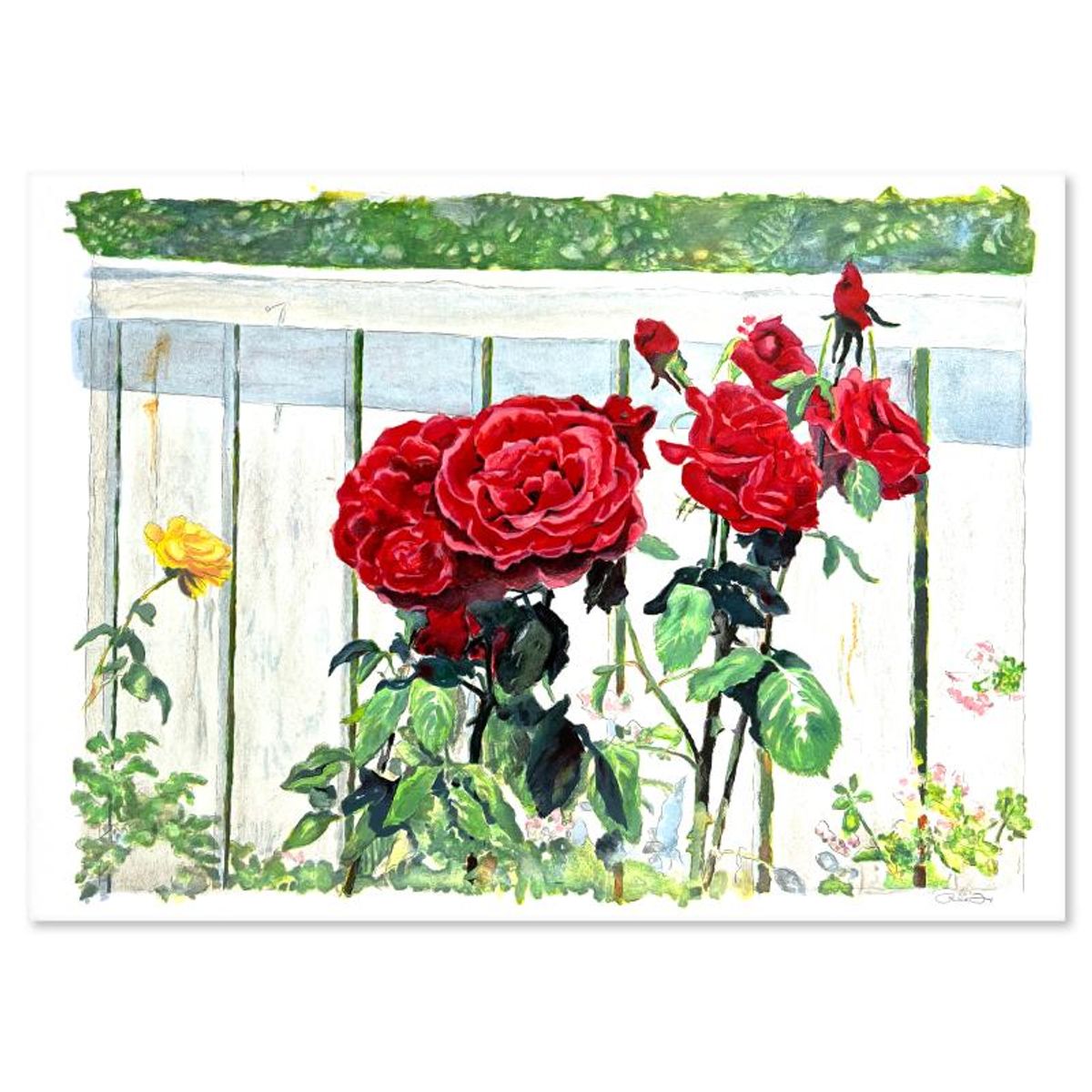 Perla Fox, "Roses" Hand Signed Limited Edition Serigraph with Letter of Authenticity.