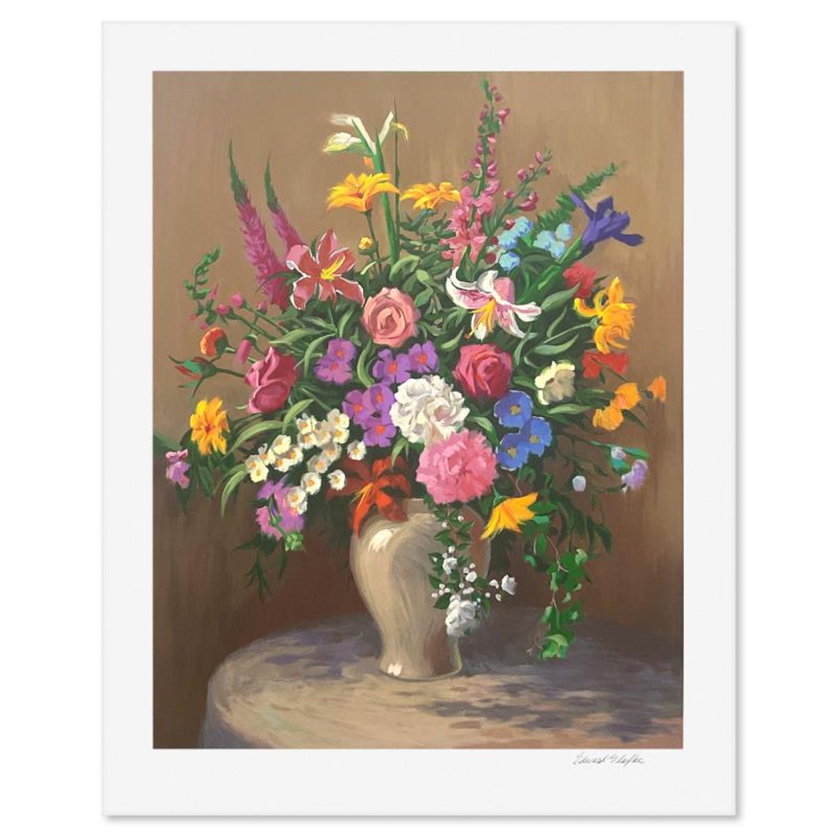 Edward Glafke, "Table Bouquet" Limited Edition Printer's Proof, Numbered and Hand Signed with Letter of Authenticity