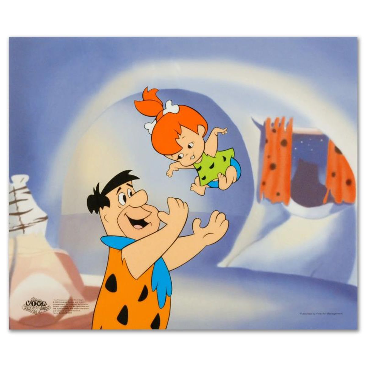 The Flintstones, "Fred Tossing Pebbles" Limited Edition Sericel with Letter of Authenticity.