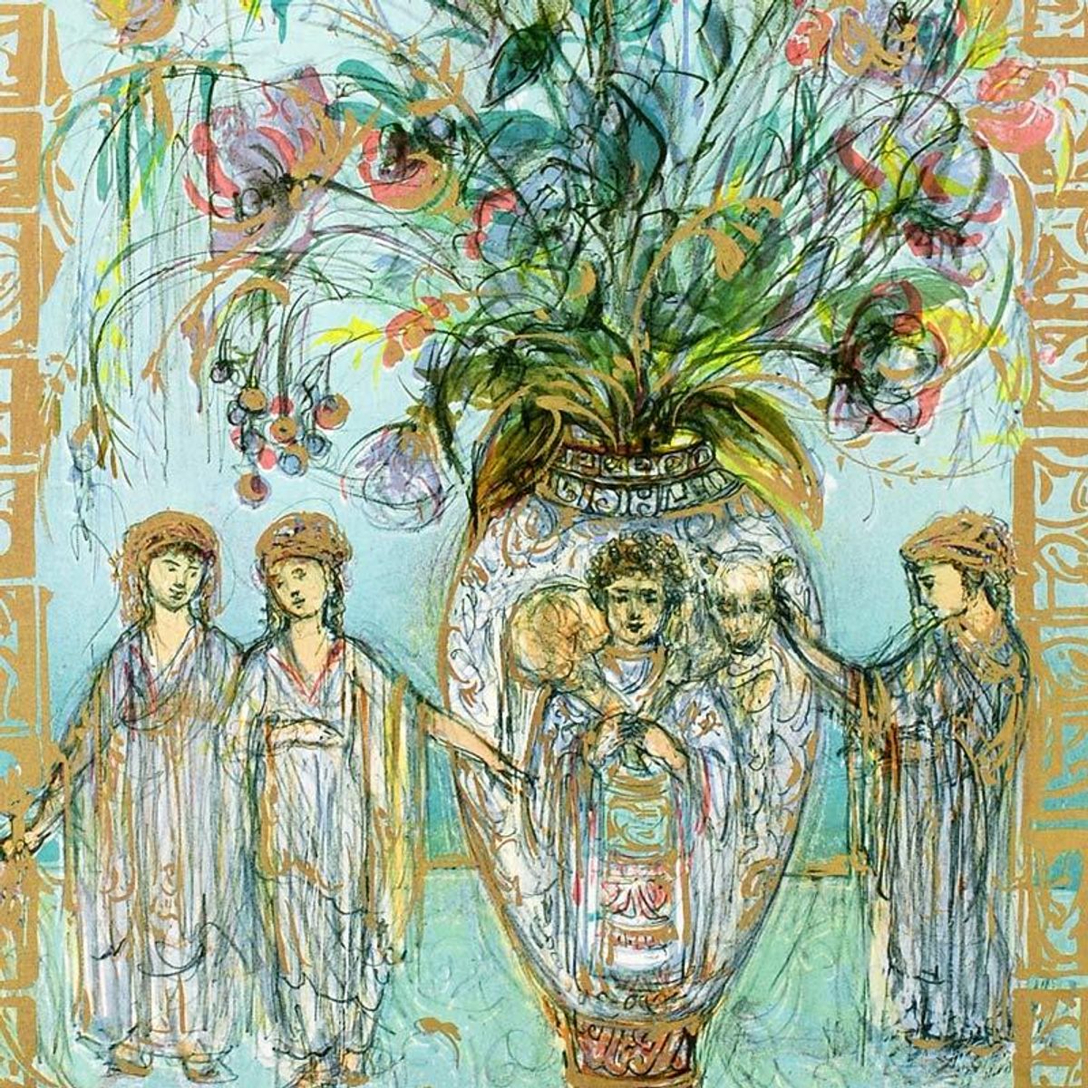 Edna Hibel (1917-2014), "Ancient Wisdom" Hand Signed Limited Edition Lithograph with Certificate of Authenticity.