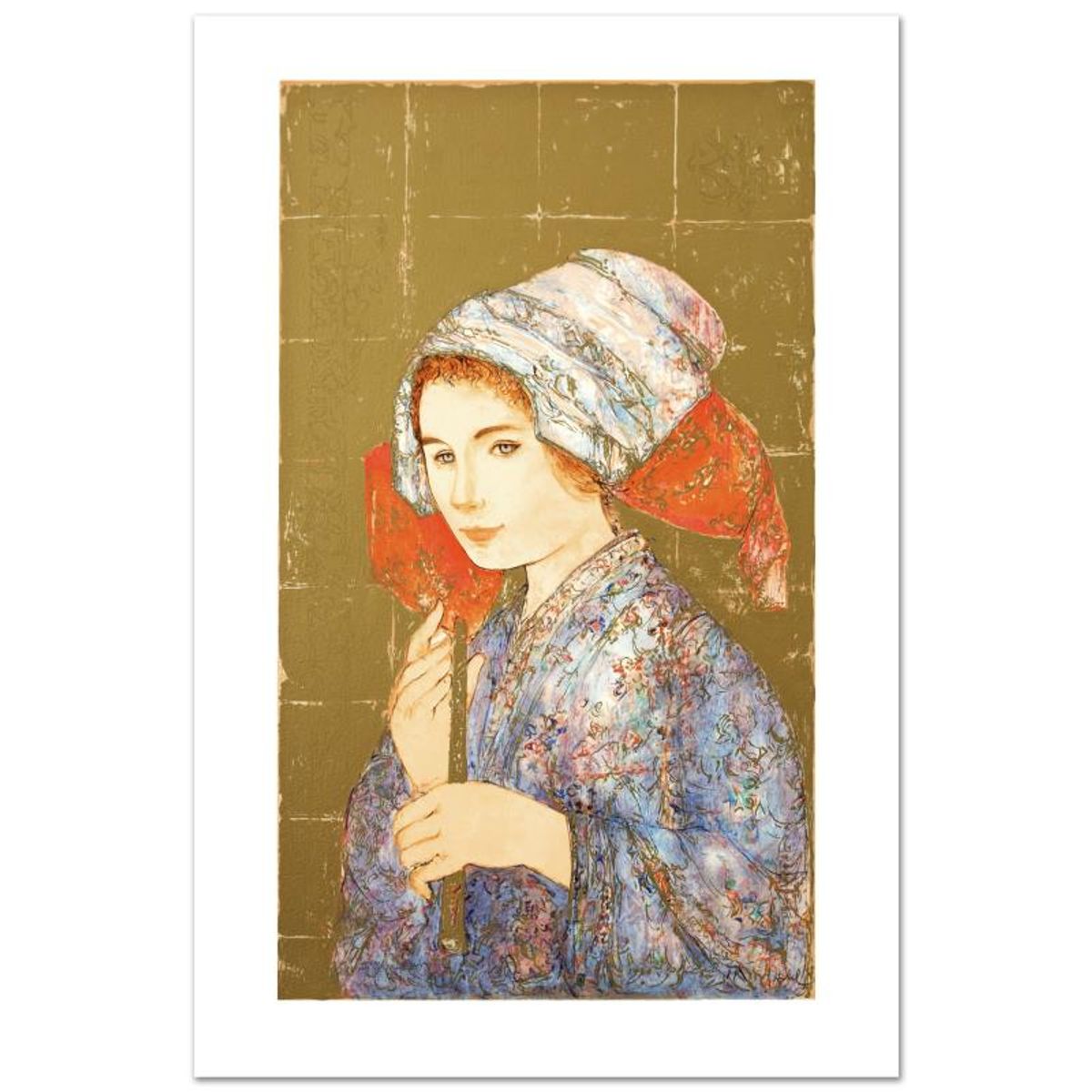 Edna Hibel (1917-2014), "The Recorder" Hand Signed Limited Edition Lithograph with Certificate of Authenticity.