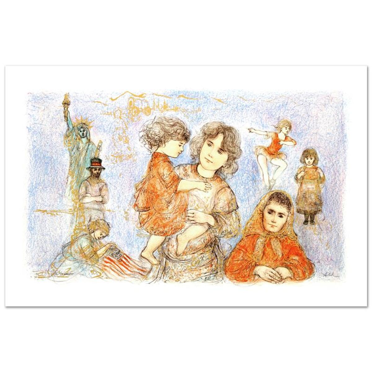 Edna Hibel (1917-2014), "Our Mother Before Us" Hand Signed Limited Edition Lithograph with Certificate of Authenticity.