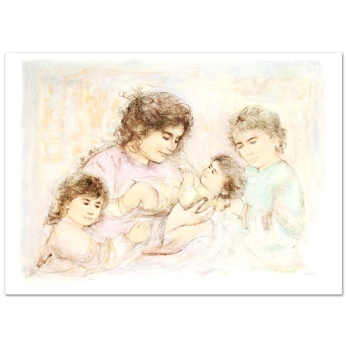 Edna Hibel (1917-2014), "Marilyn and Children" Hand Signed Limited Edition Lithograph with Certificate of Authenticity.