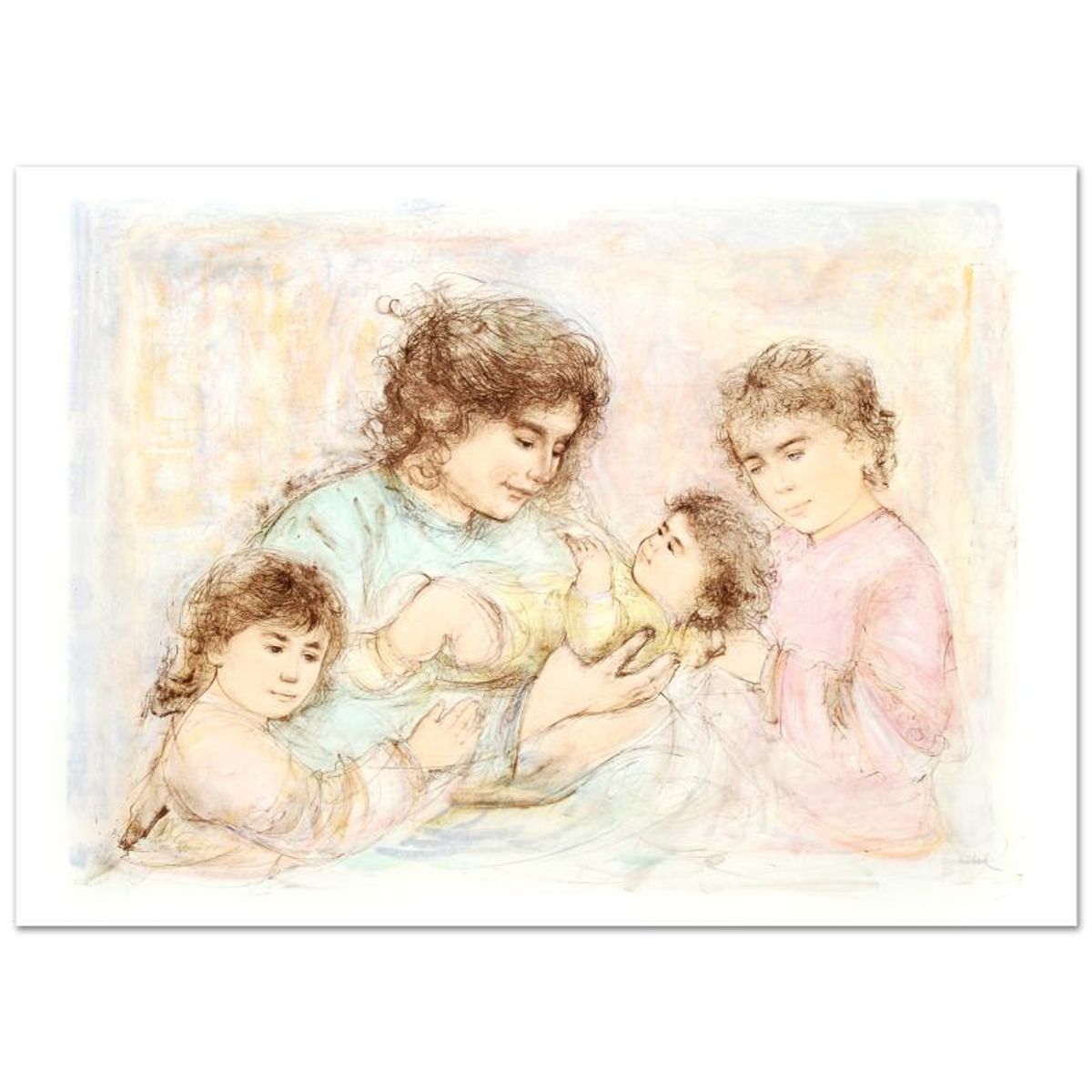 Edna Hibel (1917-2014), "Marilyn and Children" Hand Signed Limited Edition Lithograph with Certificate of Authenticity.