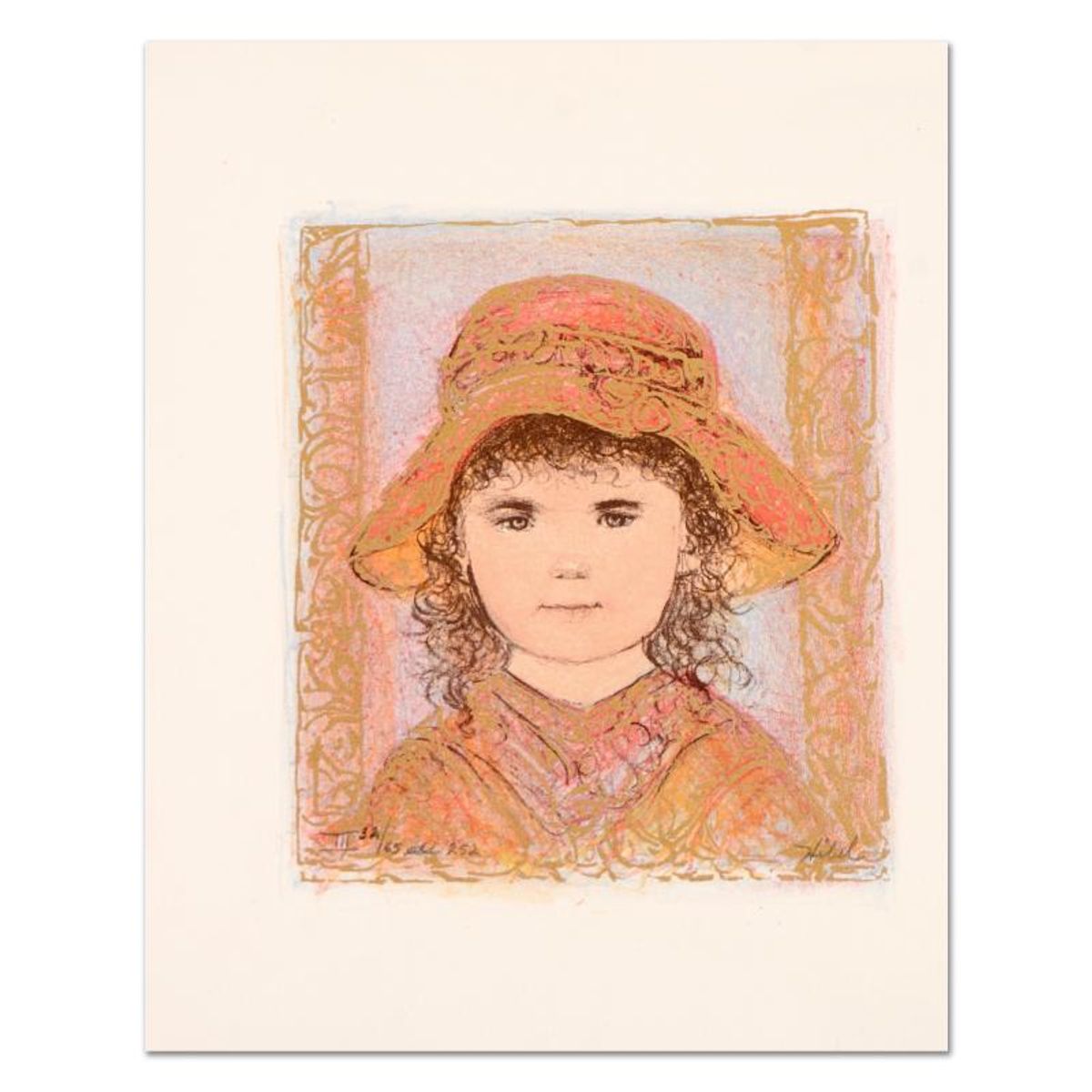 Edna Hibel (1917-2014), "Glori" Limited Edition Lithograph with Remarque, Numbered and Hand Signed with Certificate of Authenticity.