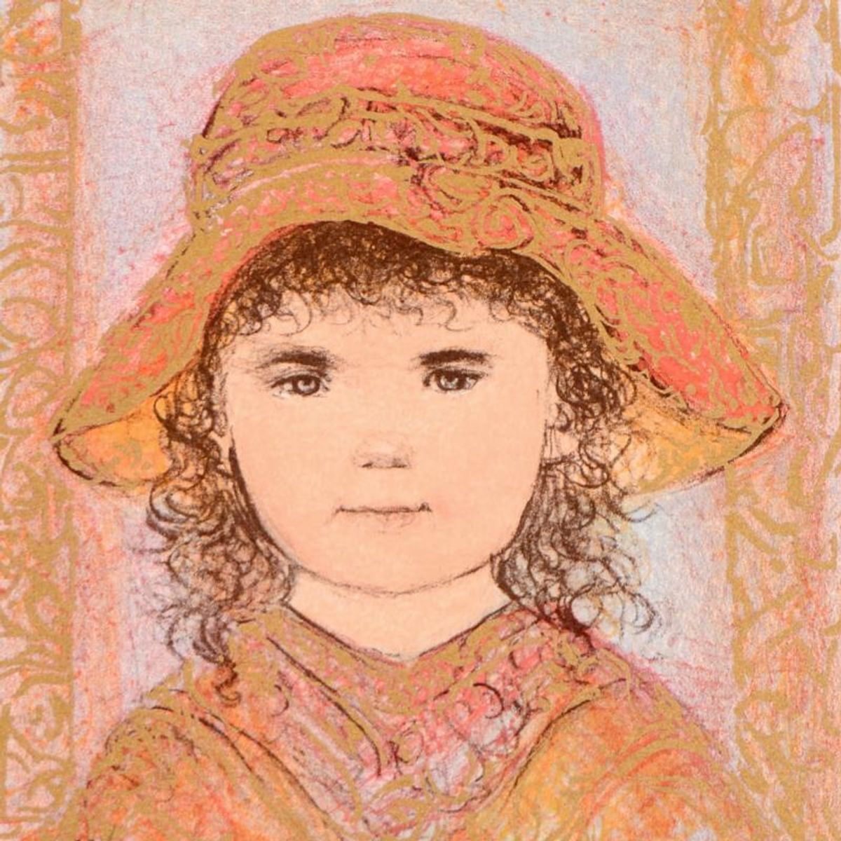 Edna Hibel (1917-2014), "Glori" Limited Edition Lithograph with Remarque, Numbered and Hand Signed with Certificate of Authenticity.
