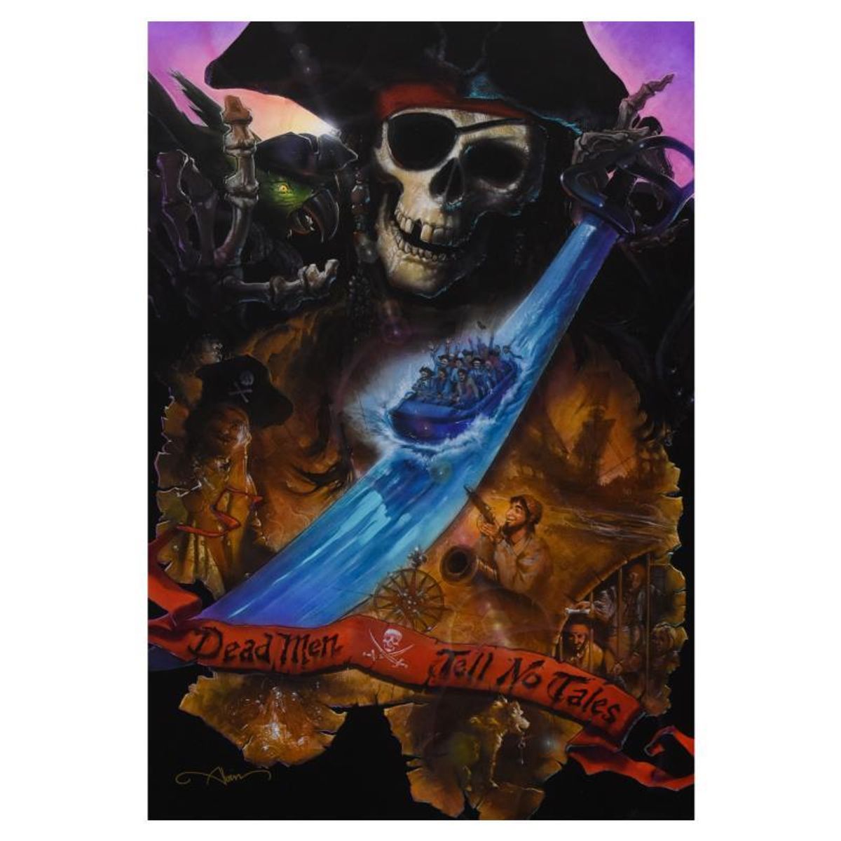 John Alvin (1948-2008), "Dead Men Tell No Tales" Limited Edition on Canvas from Disney Fine Art, Numbered and Hand Signed with Letter of Authenticity