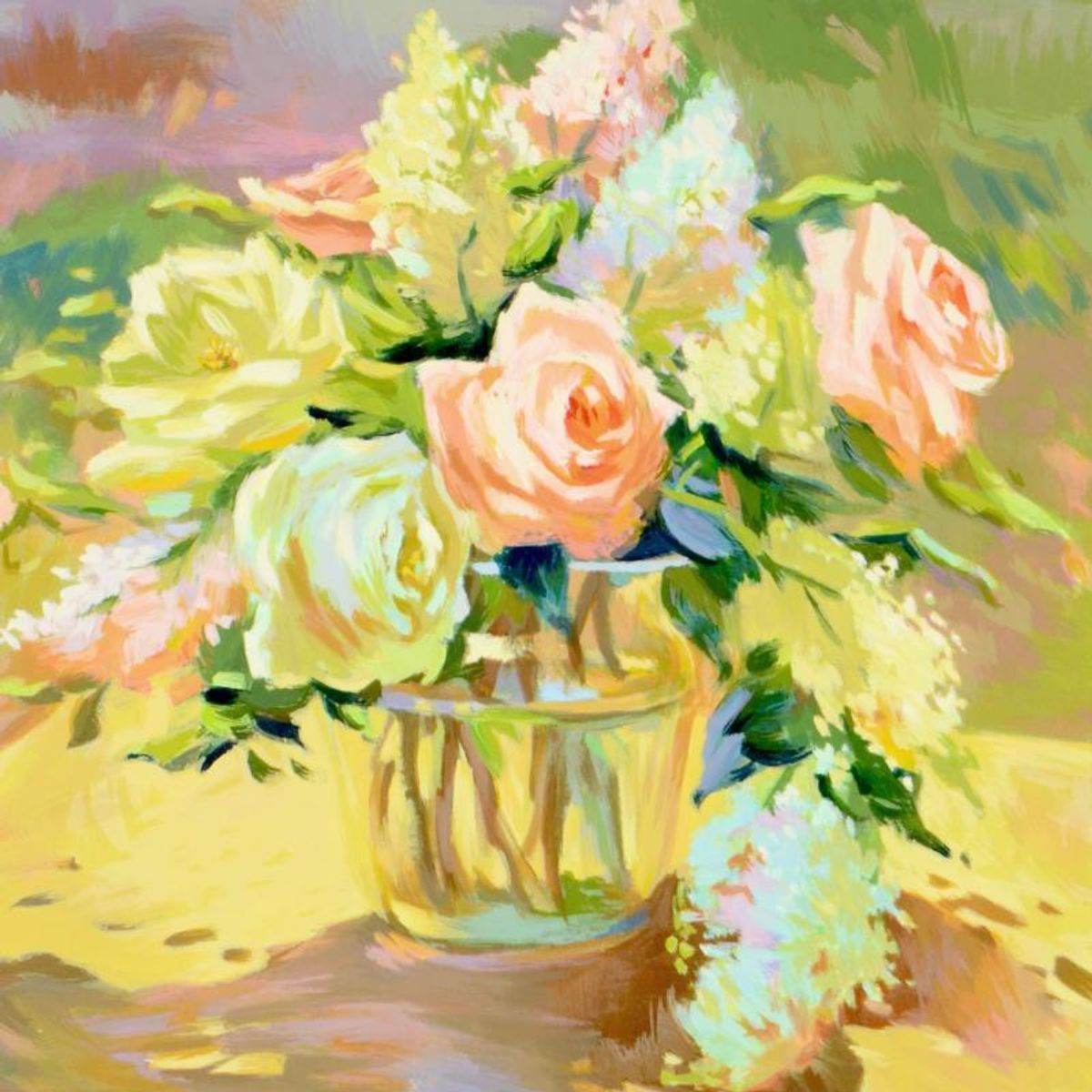 S. Burkett Kaiser, "Summer Roses" Limited Edition, Numbered and Hand Signed with Letter of Authenticity.