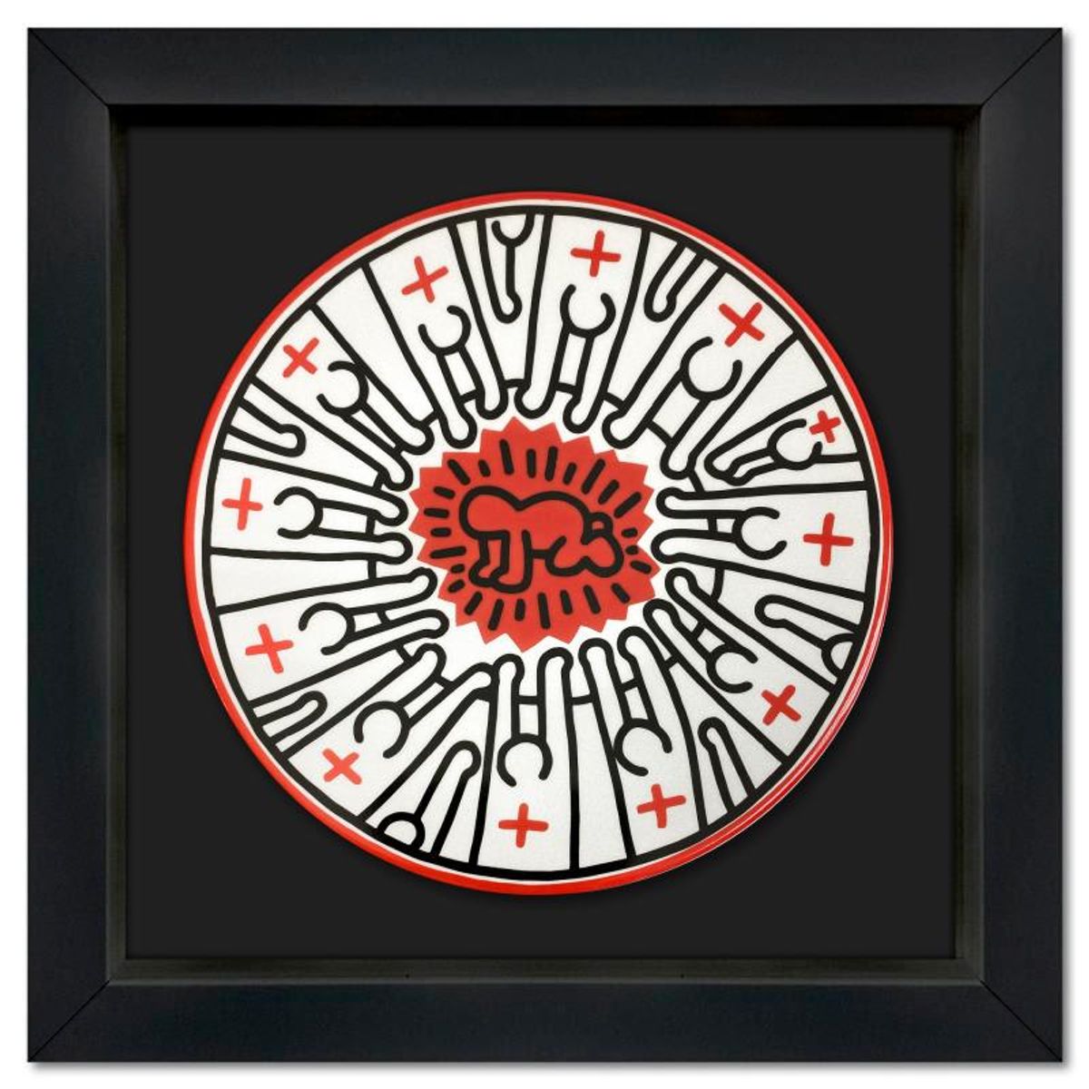 Keith Haring (1958-1990), "Radiant Baby" Framed Limoges Porcelain Plate.