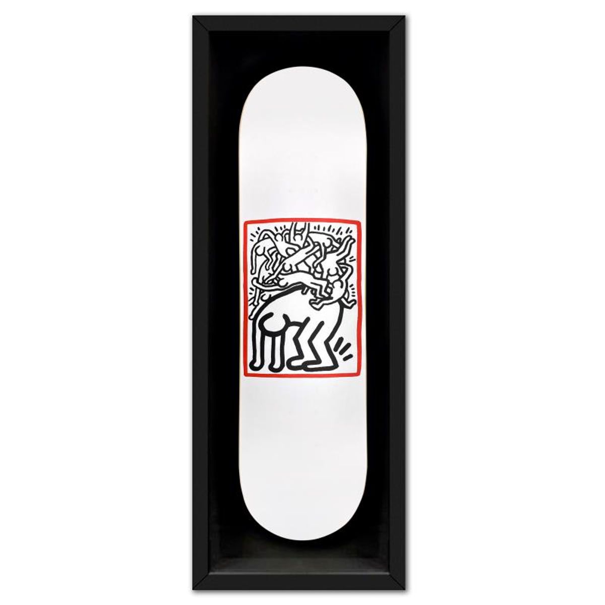 Keith Haring (1958-1990), "Fight AIDS" Framed Skateboard, Plate Signed with Letter of Authenticity.
