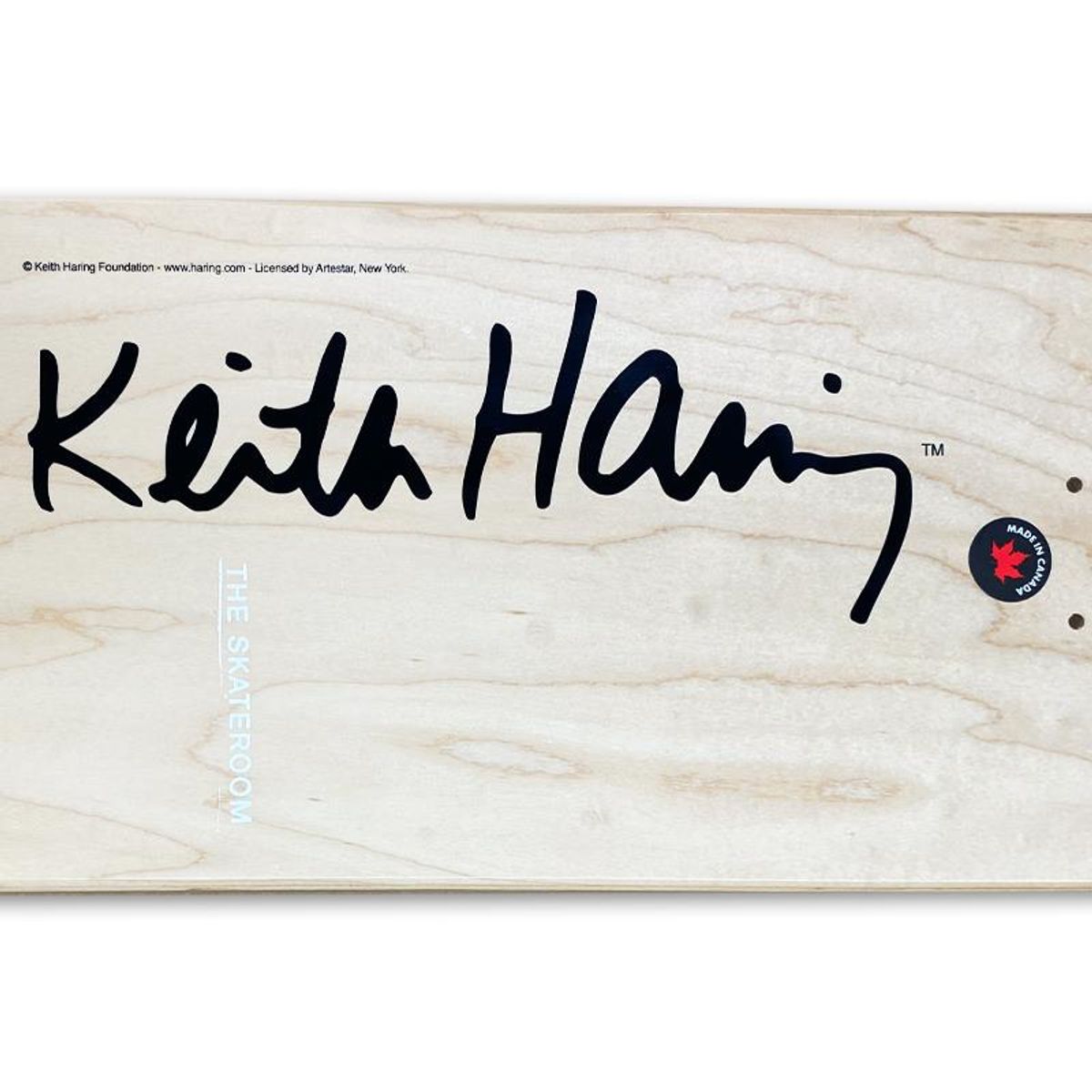 Keith Haring (1958-1990), "Untitled (Smile On Stripes)" Skateboard, Plate Signed with Letter of Authenticity.