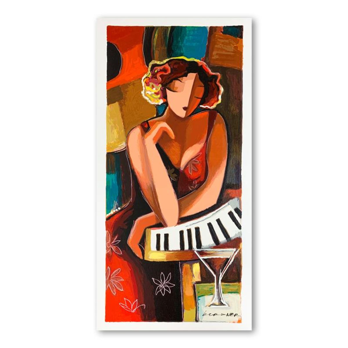 Michael Kerzner, "The Pianist" Hand Signed Limited Edition Serigraph on Paper with Letter of Authenticity.