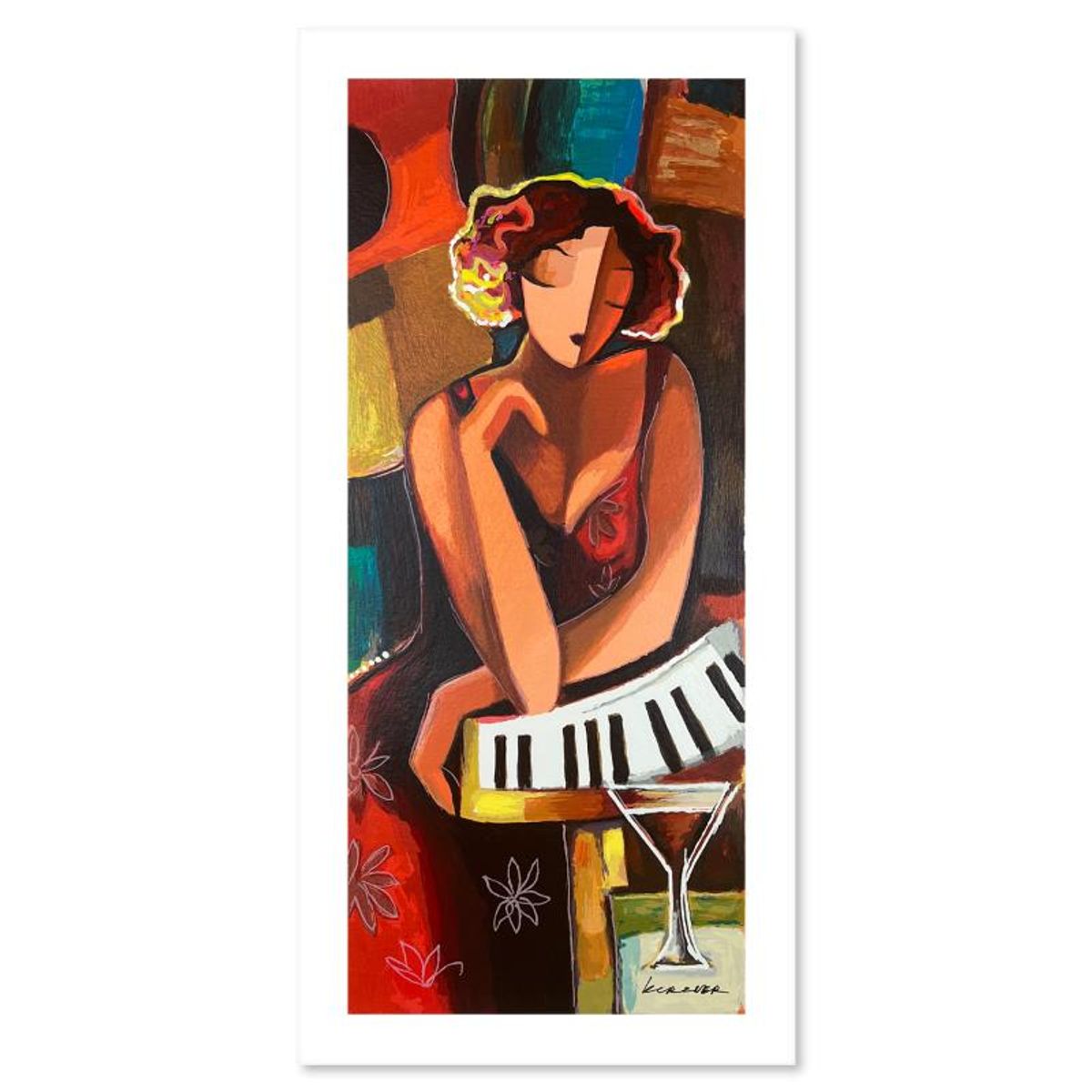 Michael Kerzner, "The Pianist" Hand Signed Limited Edition Serigraph on Paper with Letter of Authenticity.