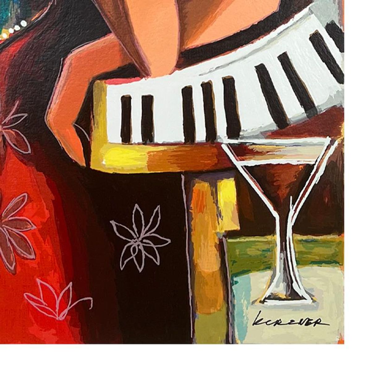 Michael Kerzner, "The Pianist" Hand Signed Limited Edition Serigraph on Paper with Letter of Authenticity.