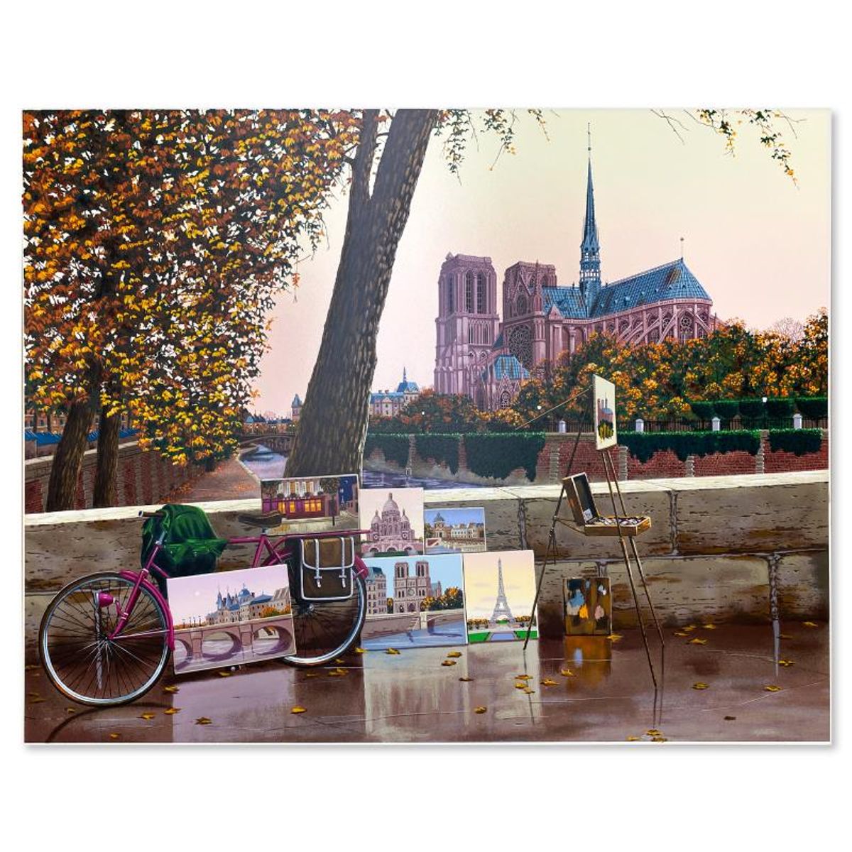 Liudmila Kondakova, "Autumn on the Seine" Limited Edition Serigraph on Gesso Board, Numbered and Hand Signed with Certificate of Authenticity