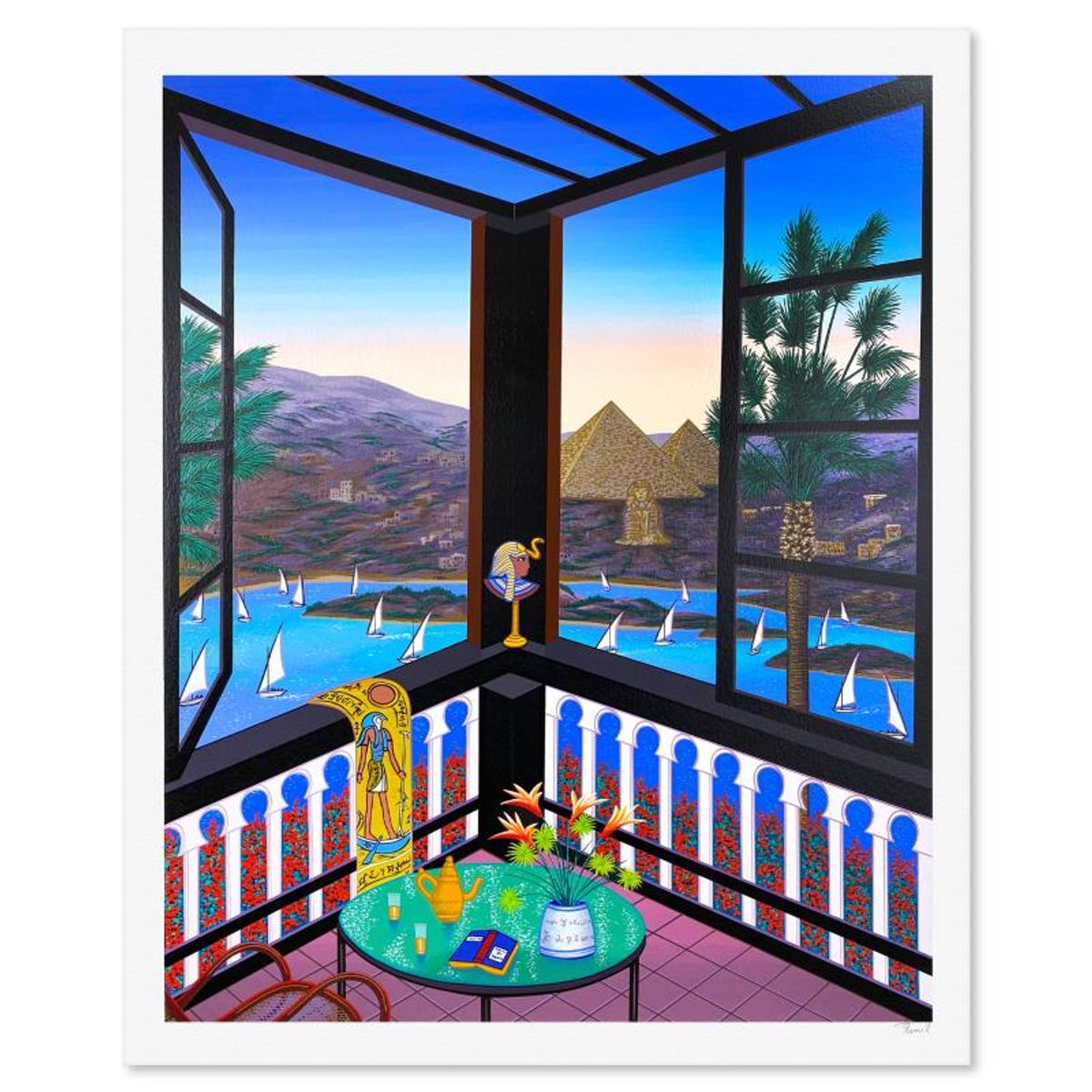 Fanch Ledan, "Egyptian Atmopsphere" Limited Edition Serigraph, AP Numbered and Hand Signed with Letter of Authenticity