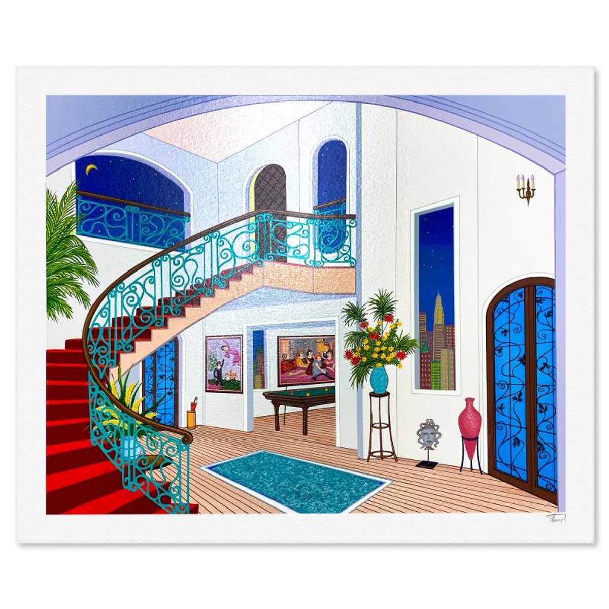 Fanch Ledan, "Interior with Toulouse" Limited Edition Serigraph, AP Numbered and Hand Signed with Letter of Authenticity