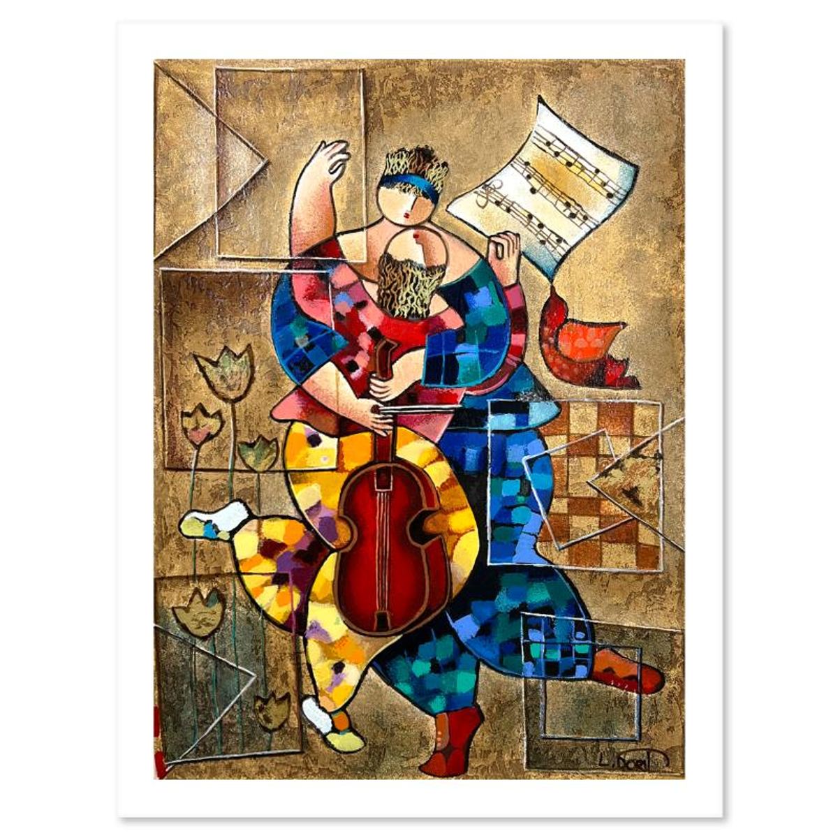 Dorit Levi, "Lovers" Limited Edition Serigraph, Hand Signed and Numbered with Letter of Authenticity.