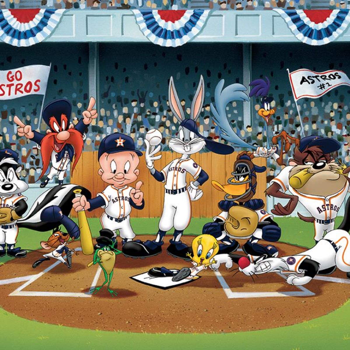 Looney Tunes, "Line Up At The Plate (Astros)" Numbered Limited Edition with Certificate of Authenticity.