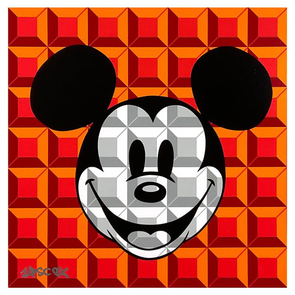 Tennessee Loveless, "Red 8-Bit Mickey" Limited Edition on Canvas from Disney Fine Art, Numbered and Hand Signed with Letter of Authenticity