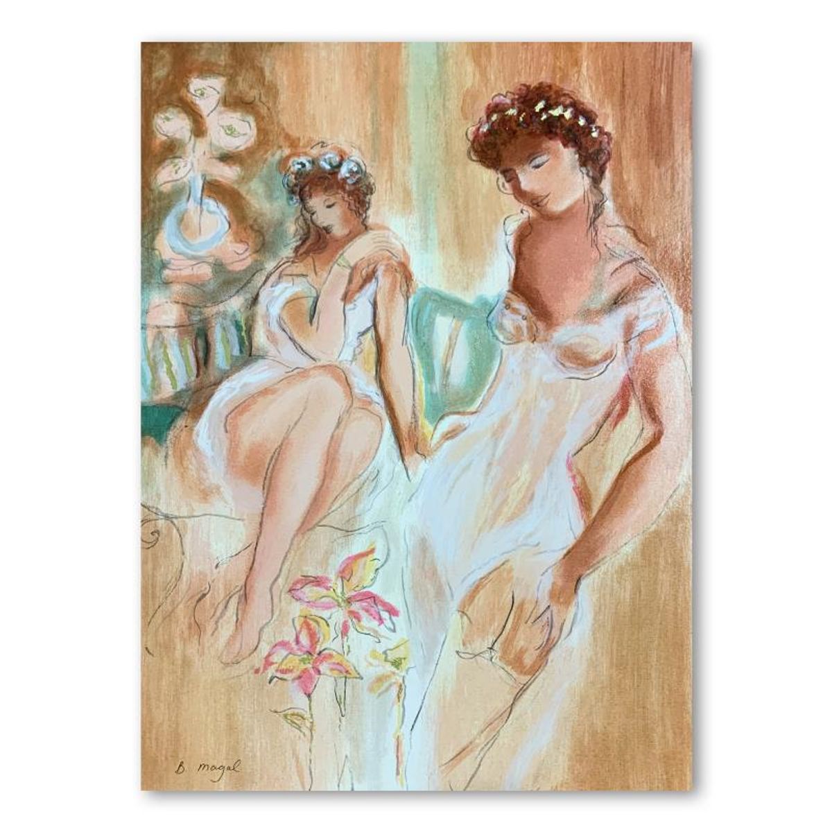 Batia Magal, "Sister" Hand Signed Limited Edition Serigraph on Paper with Letter of Authenticity.