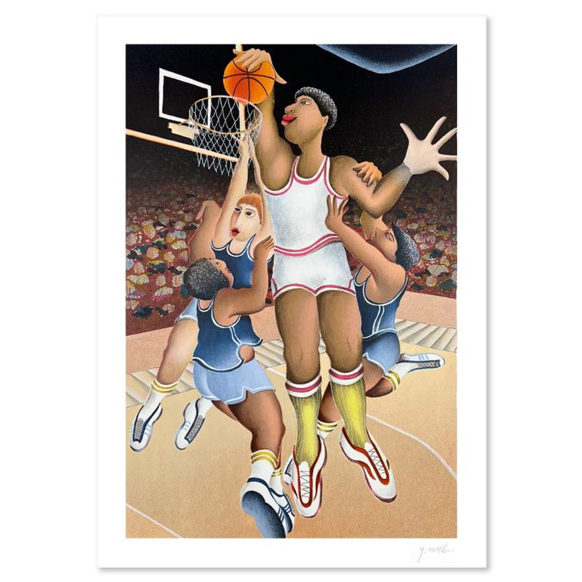 Yuval Mahler, "Basketball" Limited Edition Serigraph, Numbered and Hand Signed with Letter of Authenticity.