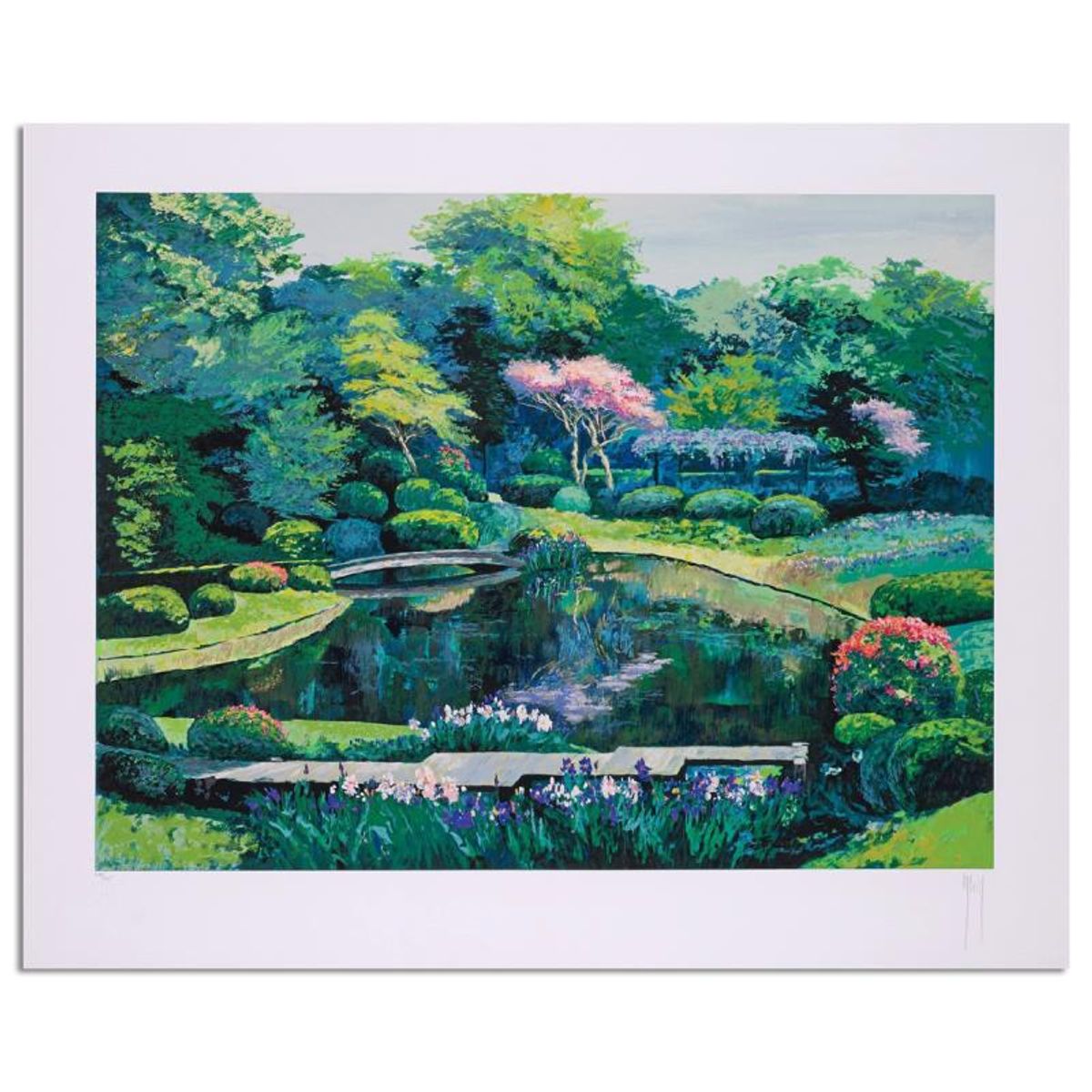 Mark King (1931-2014), "Koi Pond" Hand Signed Limited Edition Serigraph with Letter of Authenticity.