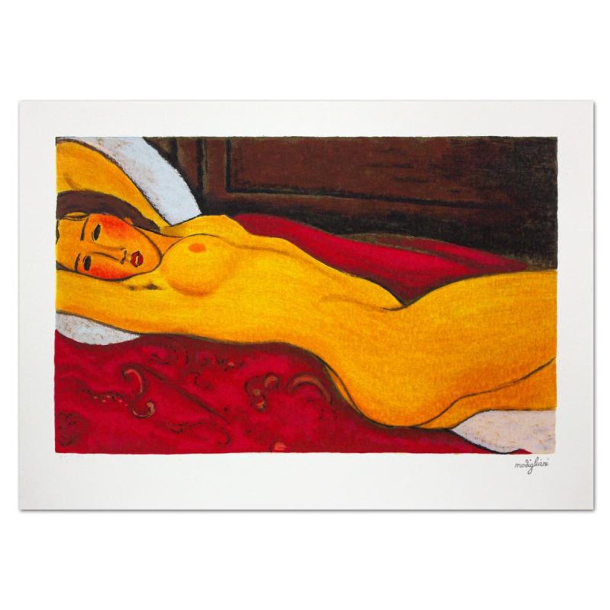 Amedeo Modigliani (1884-1920), "Nudo Sdraiato Con Le Mani Dietro La Testa" Limited Edition Serigraph with Letter of Authenticity.
