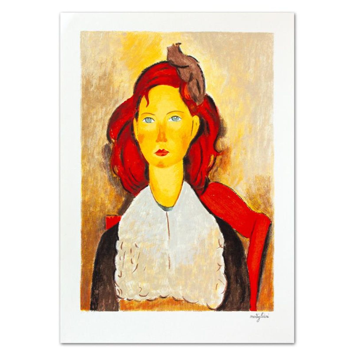 Amedeo Modigliani (1884-1920), "Busto Di Regazza Seduta" Limited Edition Serigraph with Letter of Authenticity.