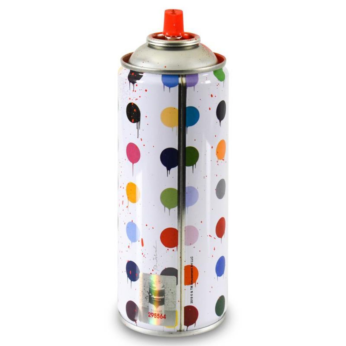 Mr. Brainwash, "Hirst Dots (Red)" Limited Edition Hand Painted Spray Can with Plate Signature.