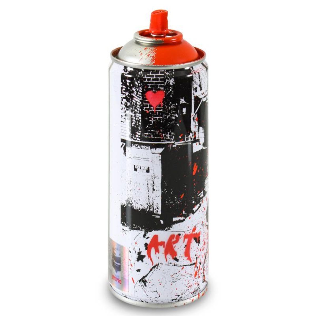 Mr. Brainwash, "Pup Art (Red)" Limited Edition Hand Painted Spray Can with Plate Signature.