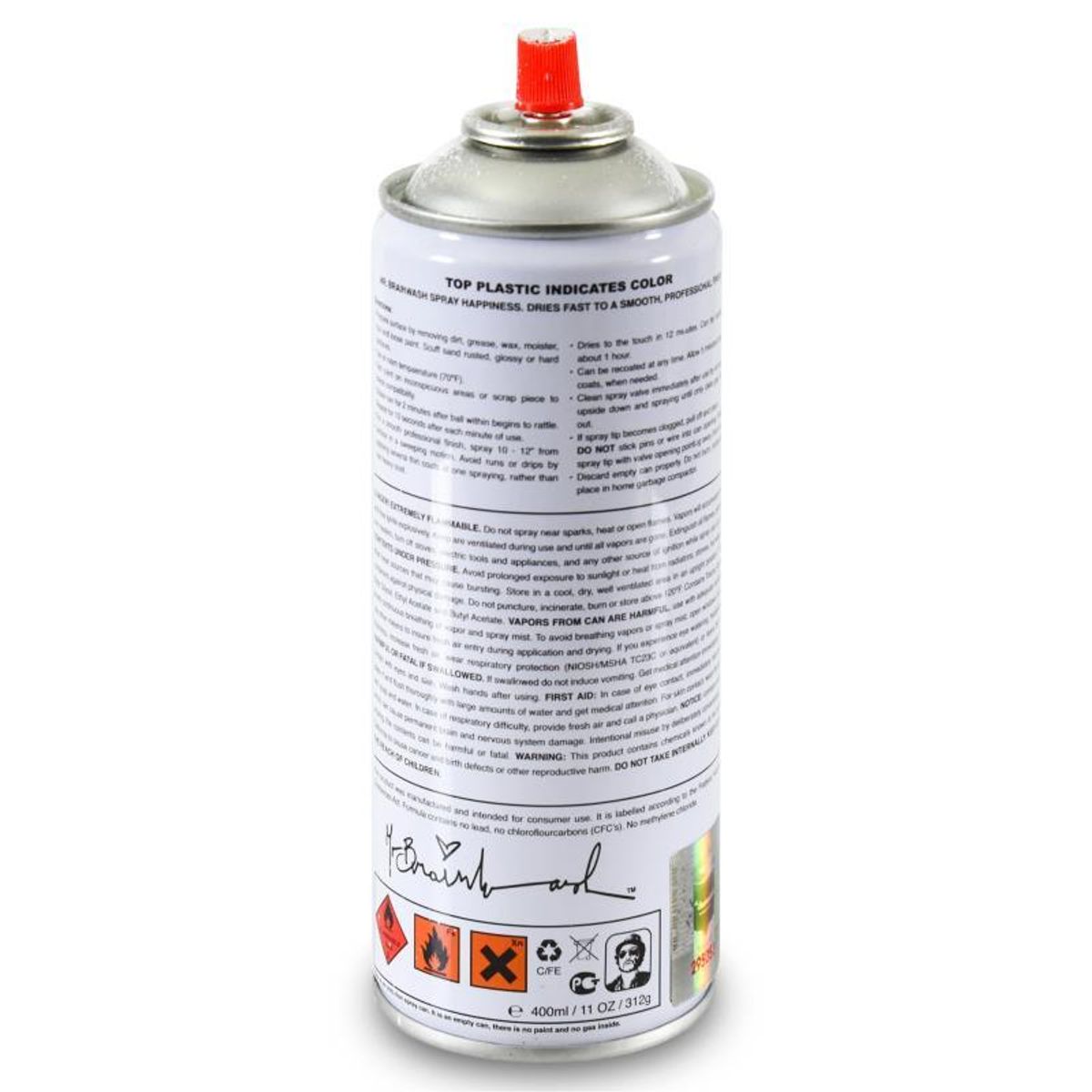 Mr. Brainwash, "Work Well Together (White)" Limited Edition Hand Painted Spray Can with Plate Signature.
